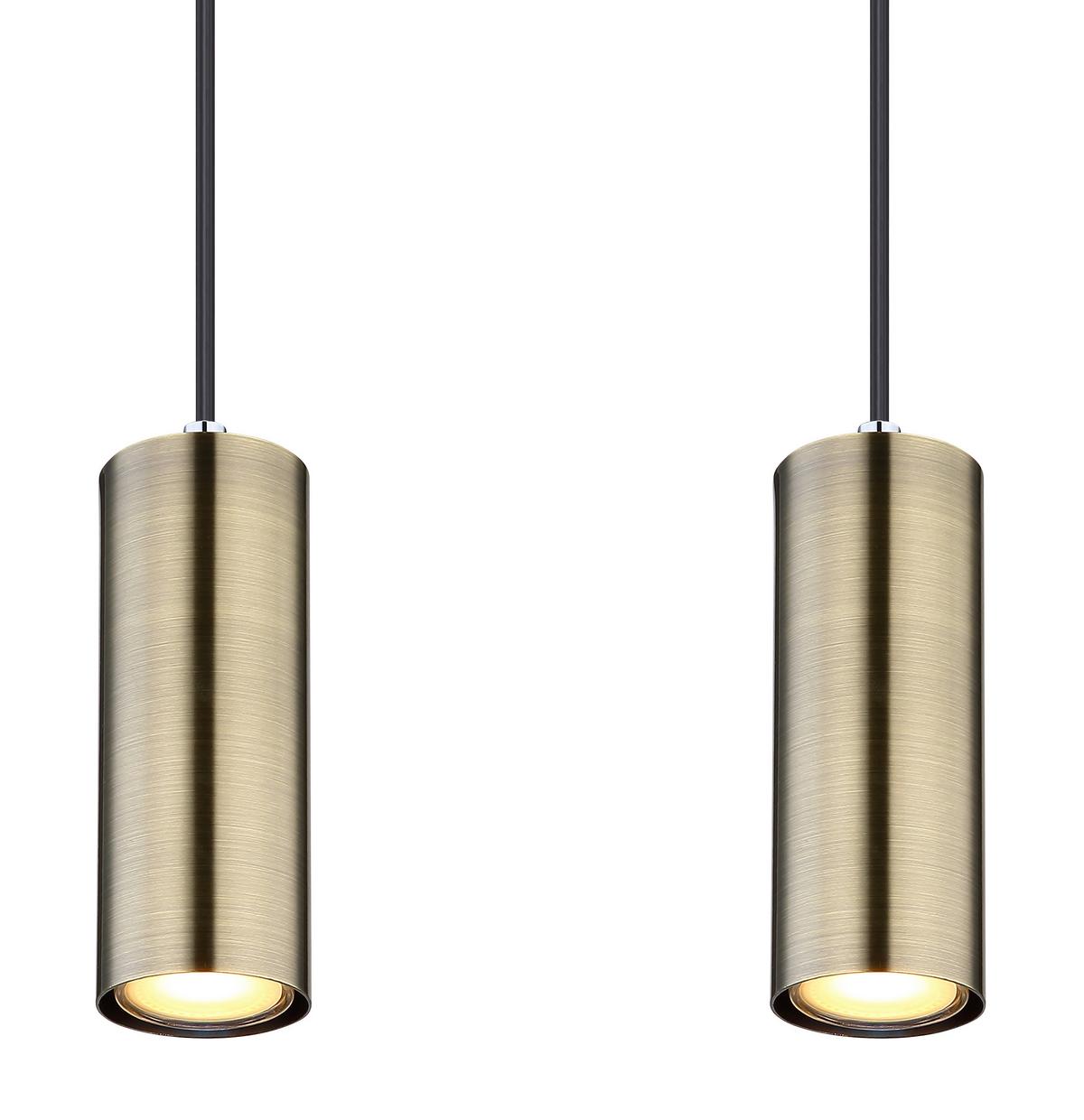 Hängeleuchte 57911-6hm - Messingfarben/Schwarz, Design, Metall (115/6/120cm) - Globo