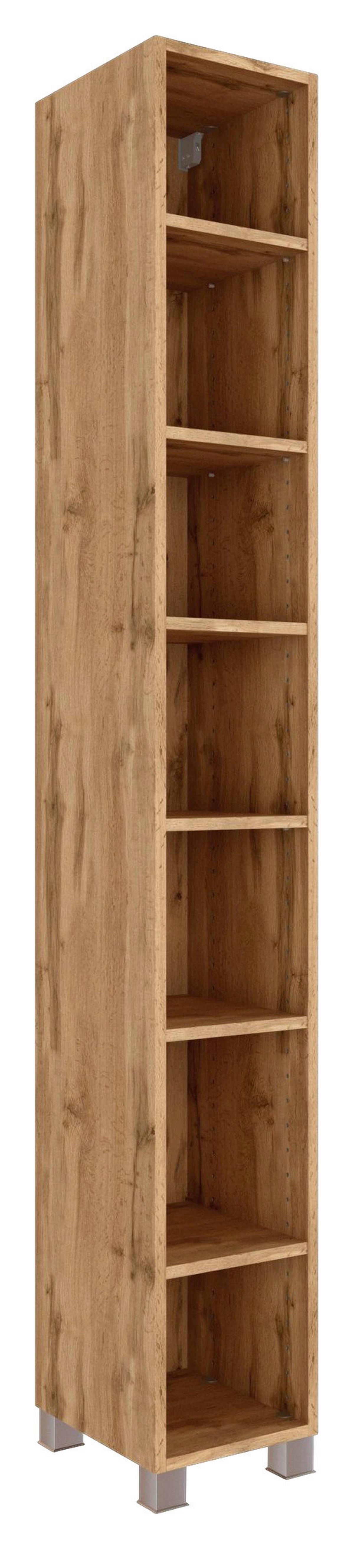 Badezimmerregal Wotaneiche Dekor 25x180 cm Helsinki - Eichefarben/Silberfarben, KONVENTIONELL, Holzwerkstoff (25/180/35cm) - Held