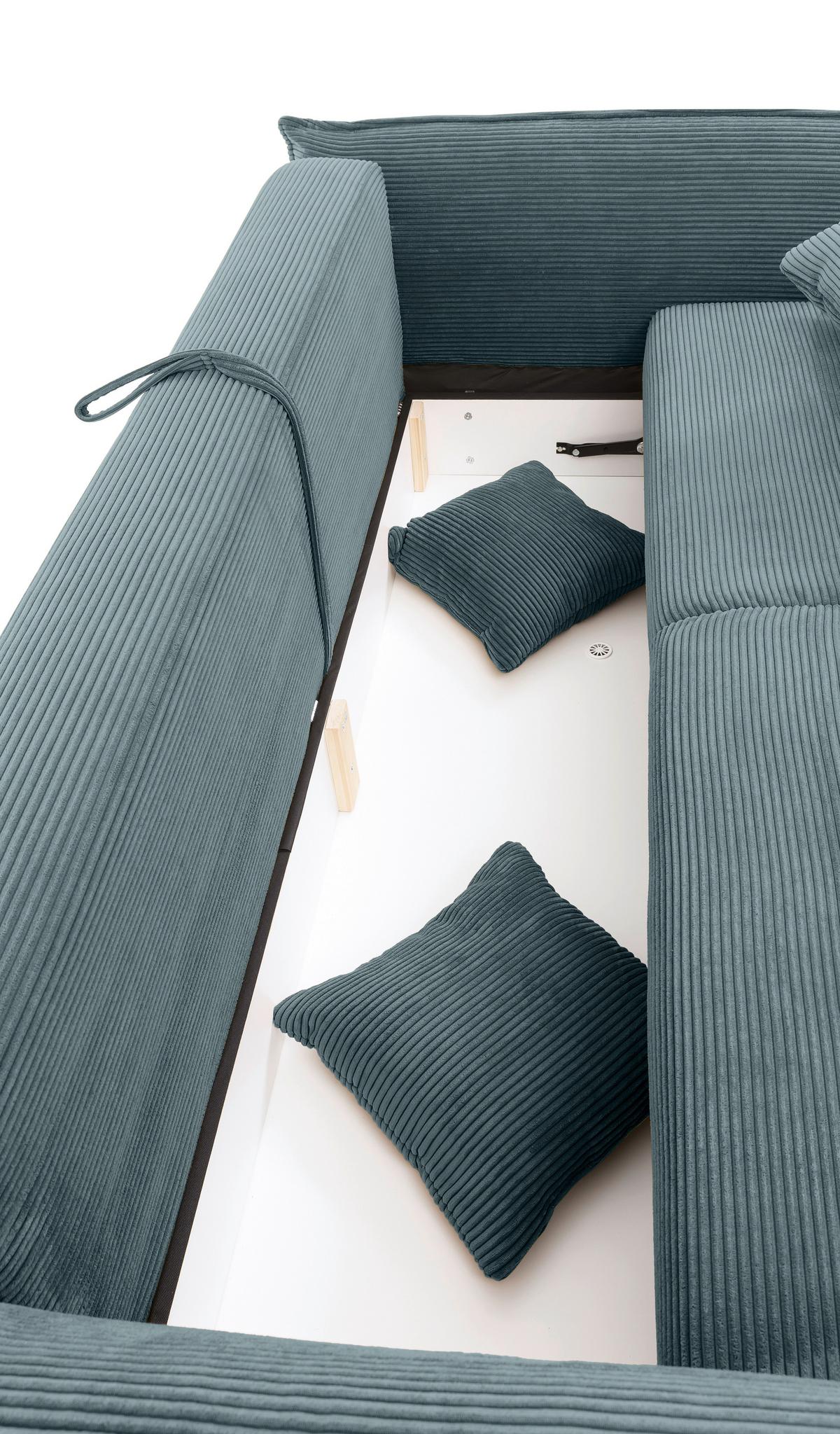 Bigsofa Pera, Petrol B: 242 cm - Chromfarben/Petrol, MODERN, Textil (242/71/90/131cm) - Livetastic