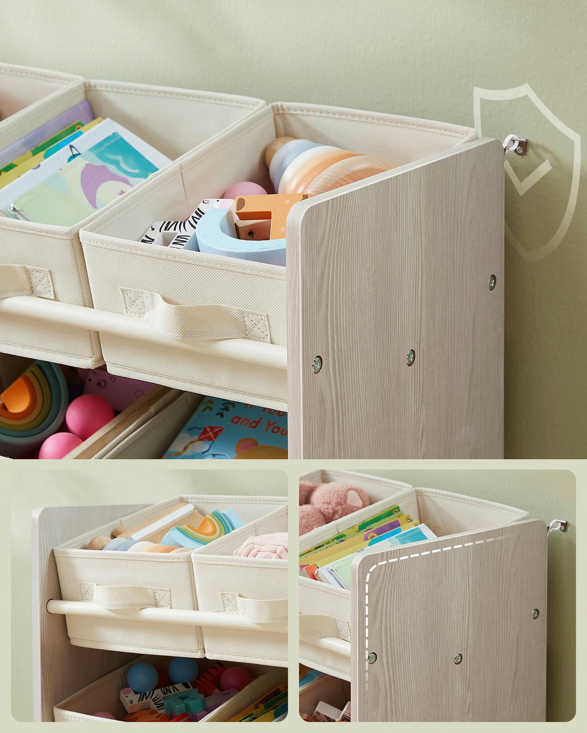 Kinderregal Toy Storage Shelf Beige B: 62,5 Cm - Beige, MODERN, Holzwerkstoff/Textil (62,5/60/29,5cm) - MID.YOU