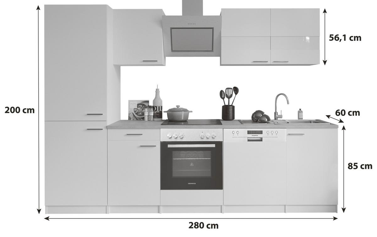 KÜCHENBLOCK MALIA KÜCHENBLOCK 280 CM - Schwarz/Graphitfarben, Basics, Holzwerkstoff (280cm) - Respekta