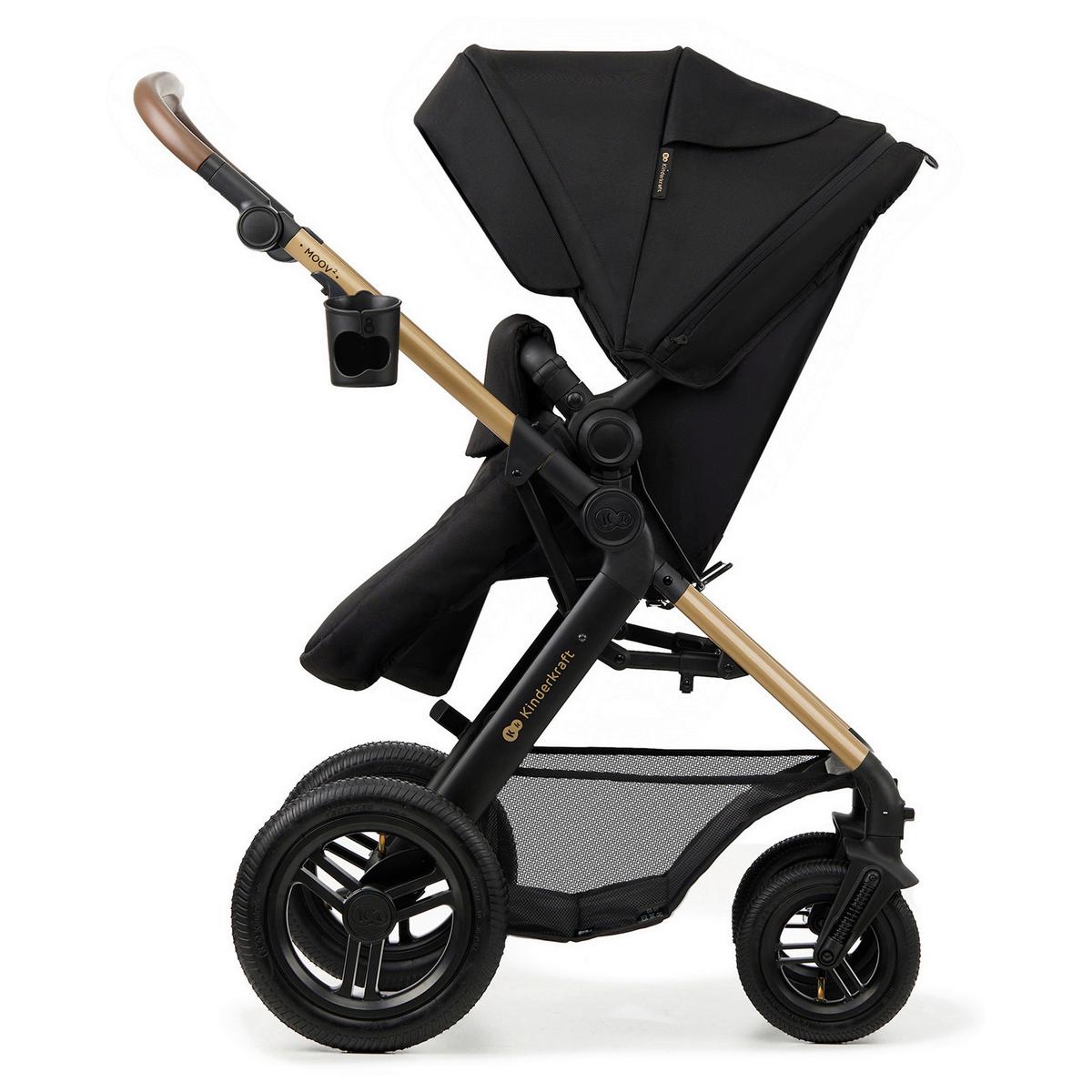 Kinderwagenset schwarz/gold 7tlg. - Goldfarben/Schwarz, Basics, Textil/Metall (86,5/60/106cm) - Kinderkraft