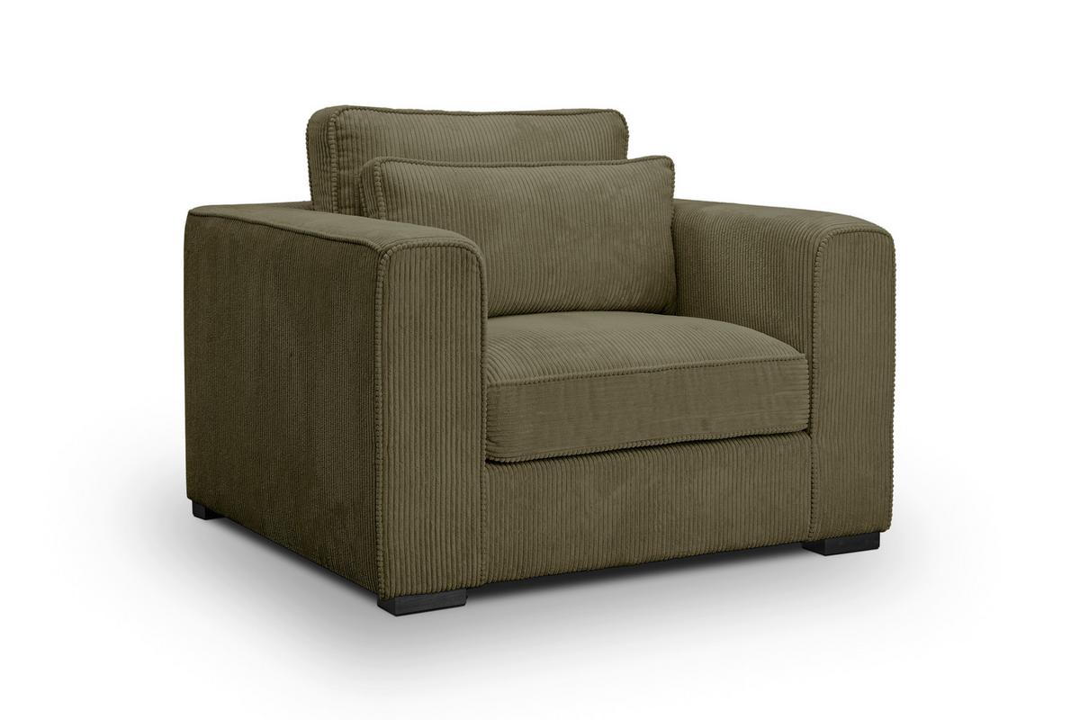 1,5-Sitzer Almera Khaki B: 120cm - Khaki/Schwarz, Basics, Holz/Textil (120/92/112cm) - MID.YOU