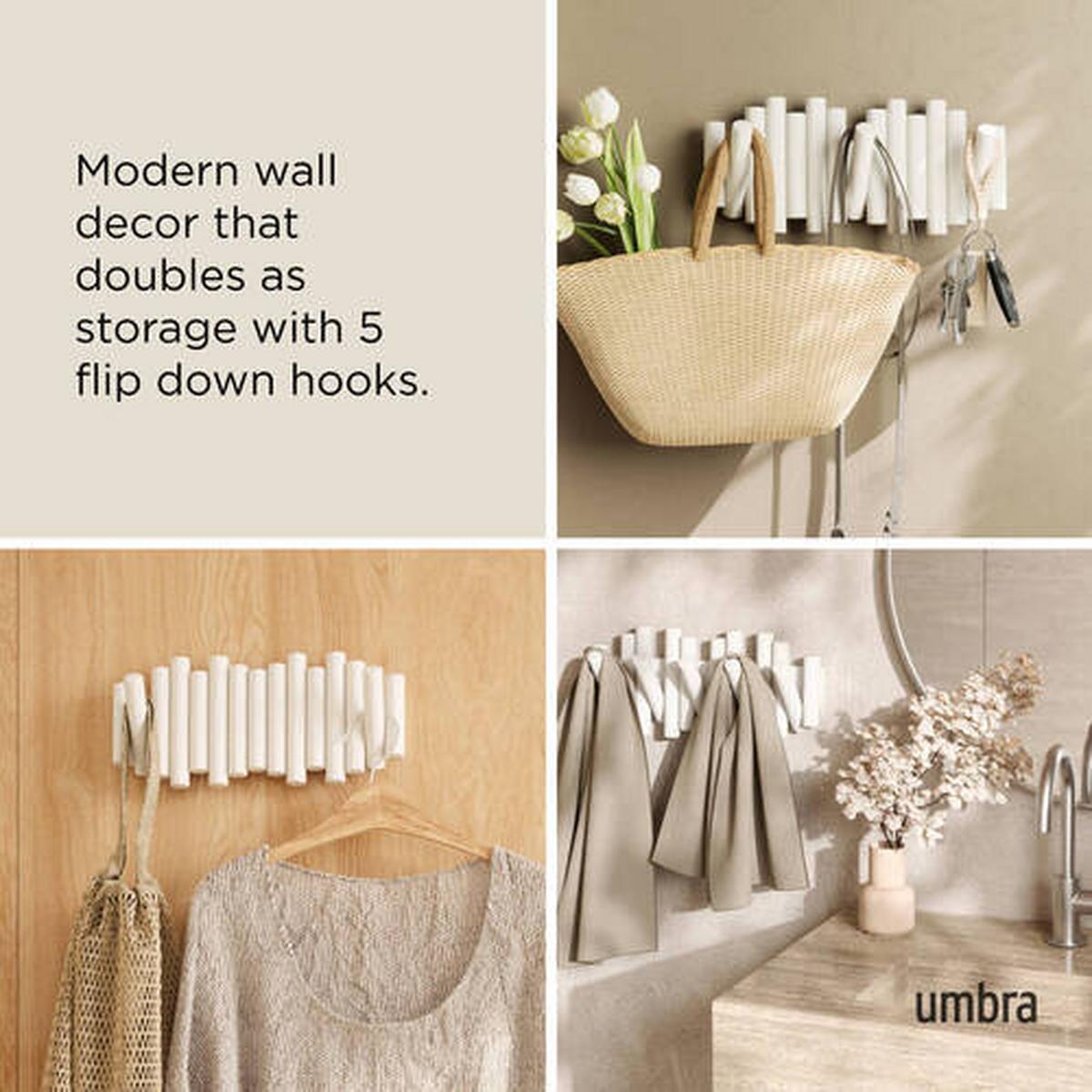 NÁSTENNÝ VEŠIAK PICKET - biela, Konventionell, kov/drevo (40/5/18cm) - Umbra