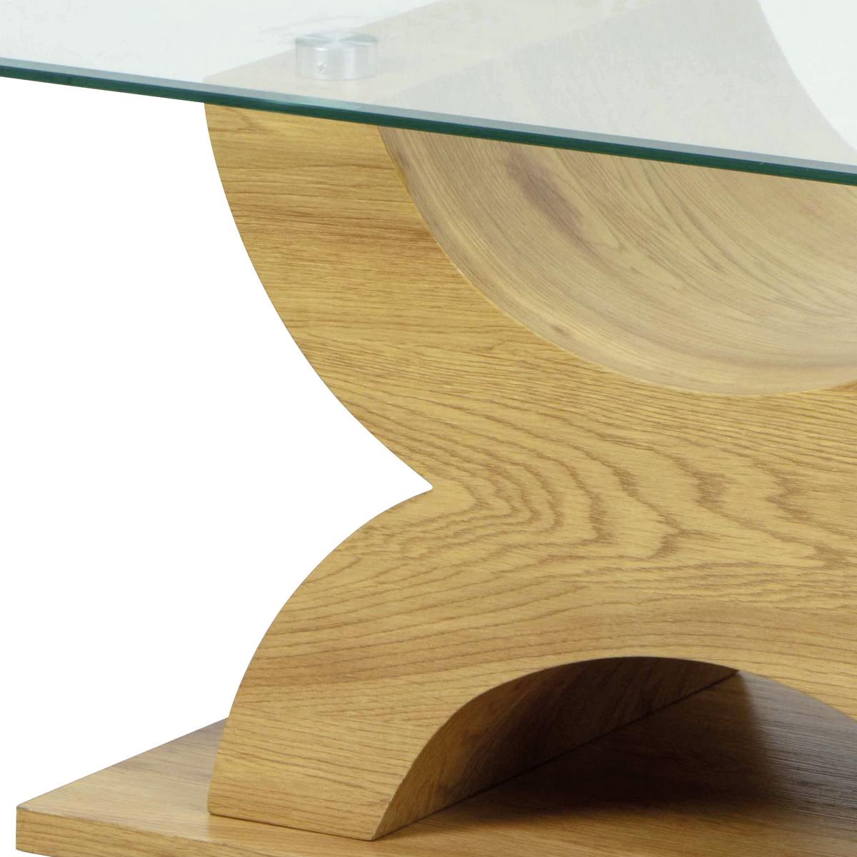 Couchtich Holz Mit Glasplatte X-Form, Eiche Dekor - Eichefarben, KONVENTIONELL, Glas/Holzwerkstoff (110/60/45cm) - MID.YOU