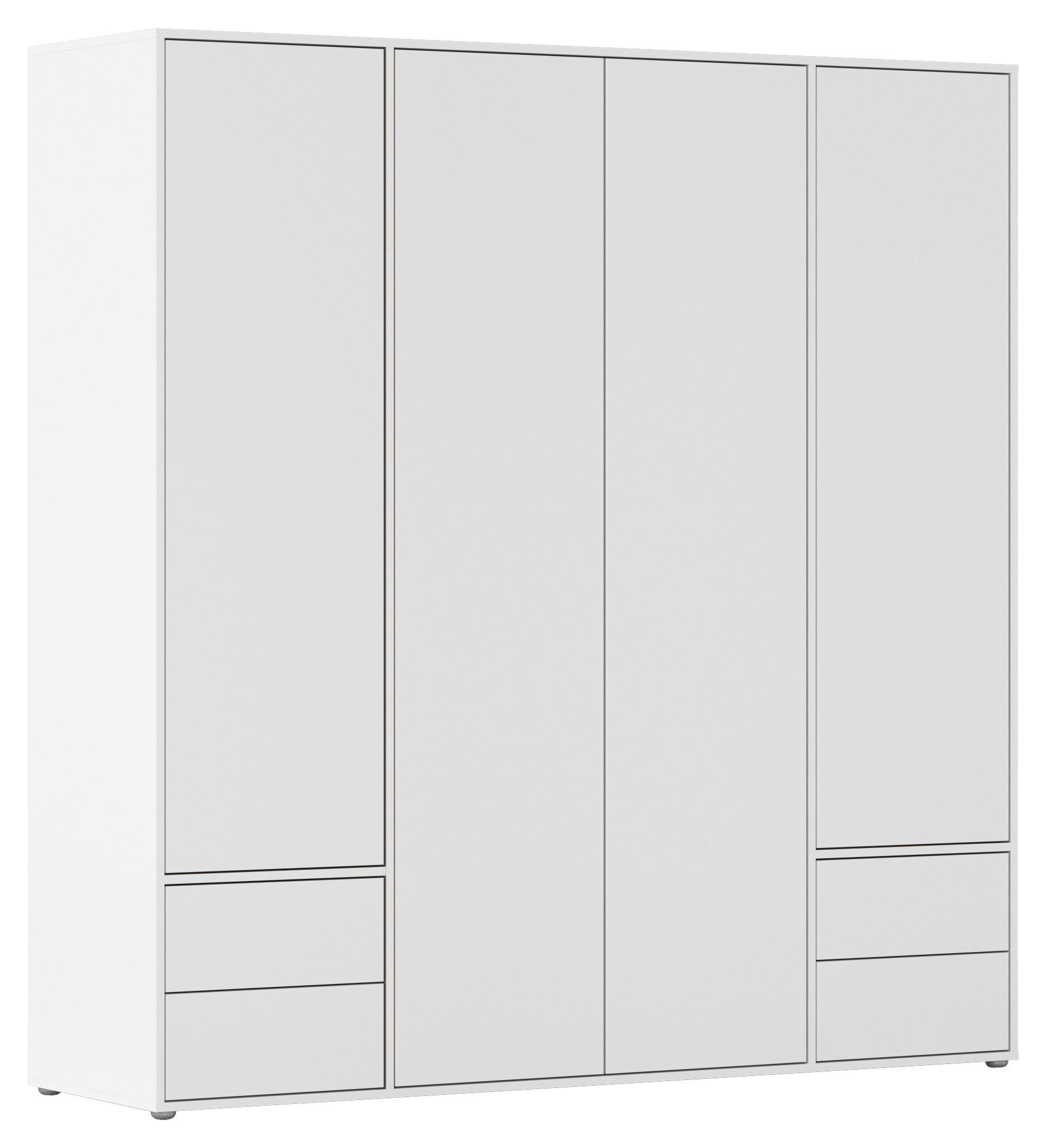 Drehtürenschrank Nabila Weiß B: 187 cm - Weiß, MODERN, Holzwerkstoff (187/194/53cm) - Rauch Möbel