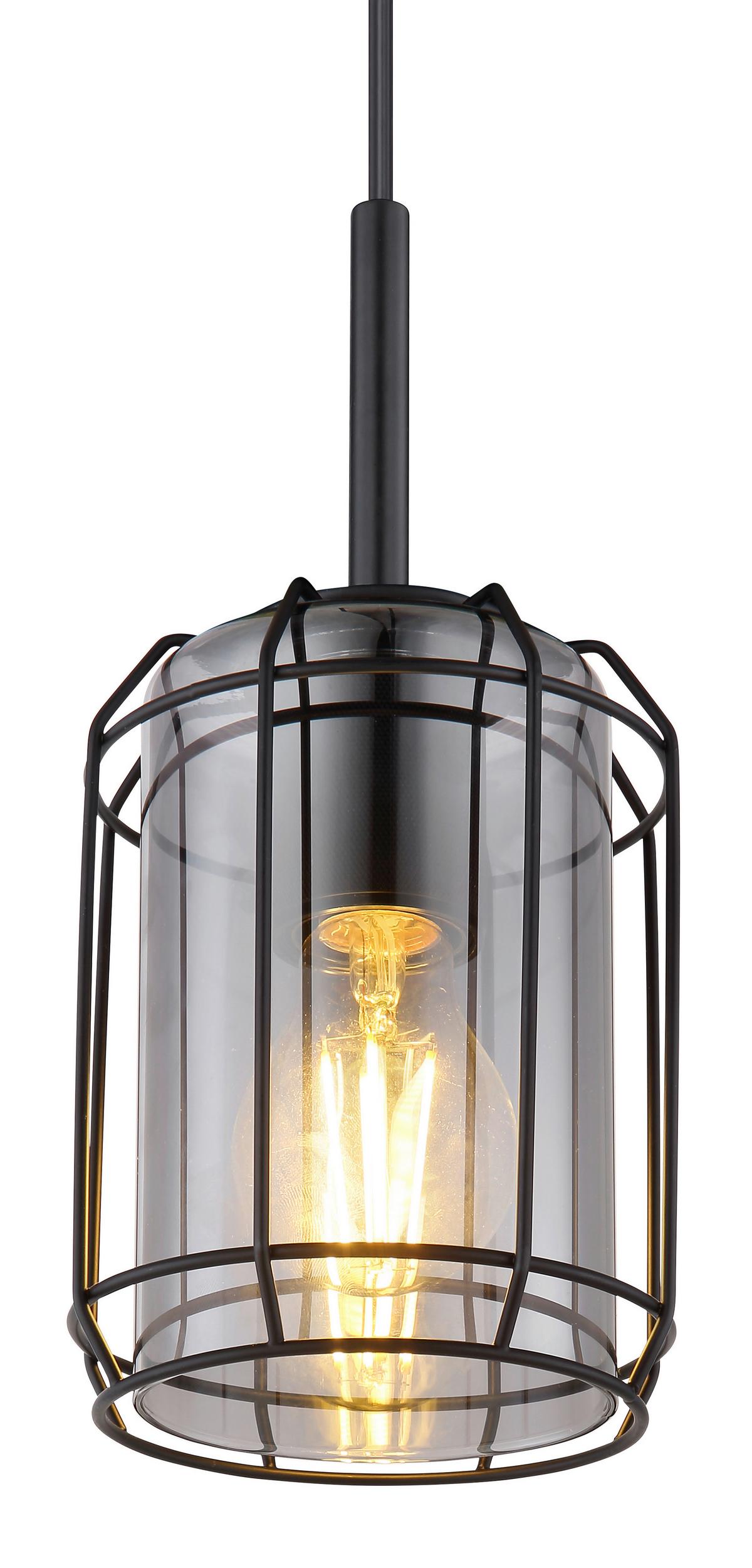 Hängeleuchte Kammi - Schwarz, MODERN, Glas/Metall (13/120cm) - Globo