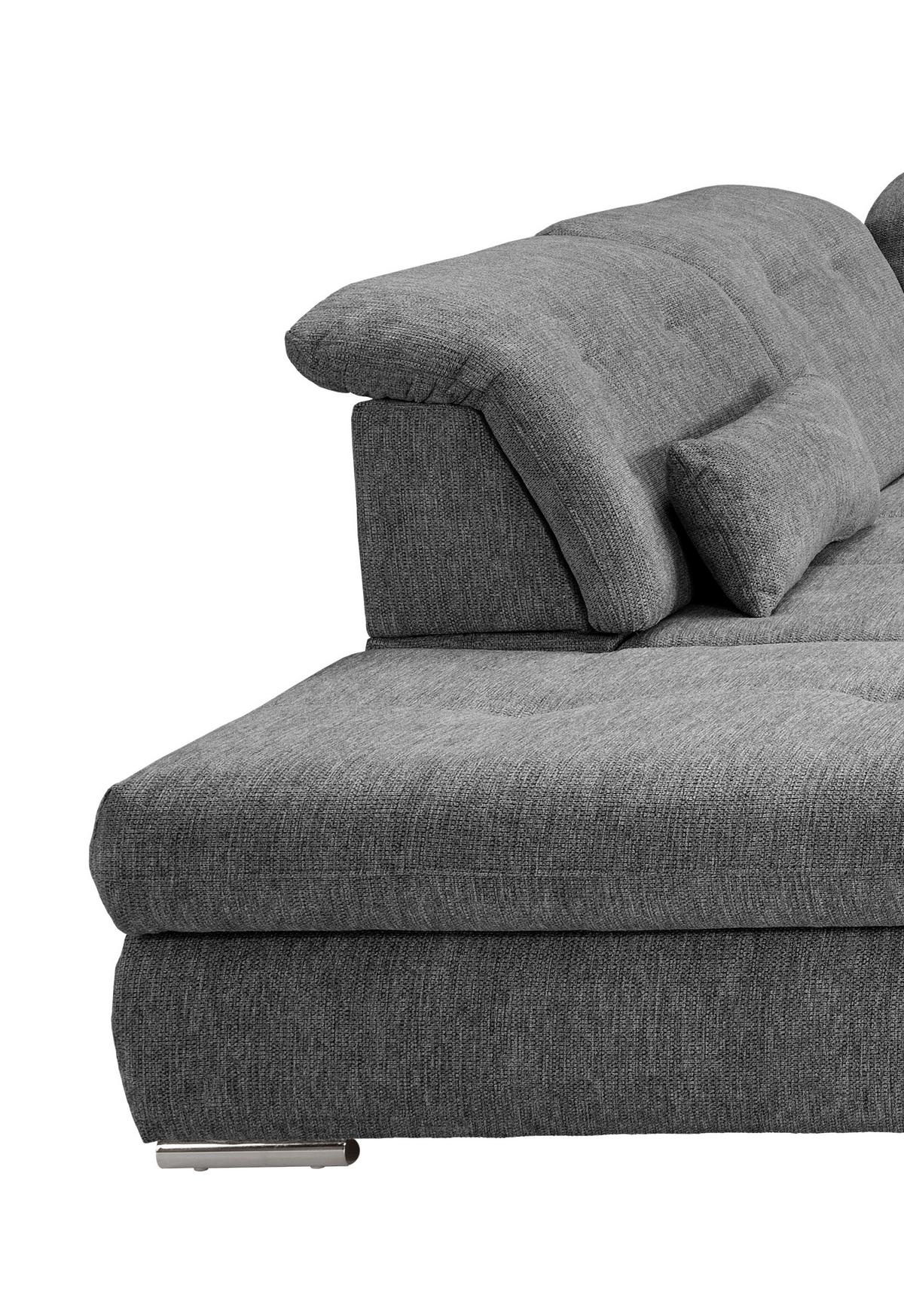 Wohnlandschaft Dalida Anthrazit U: 254x376x195 Cm - Chromfarben/Anthrazit, Design, Textil (254/376/195cm) - Livetastic