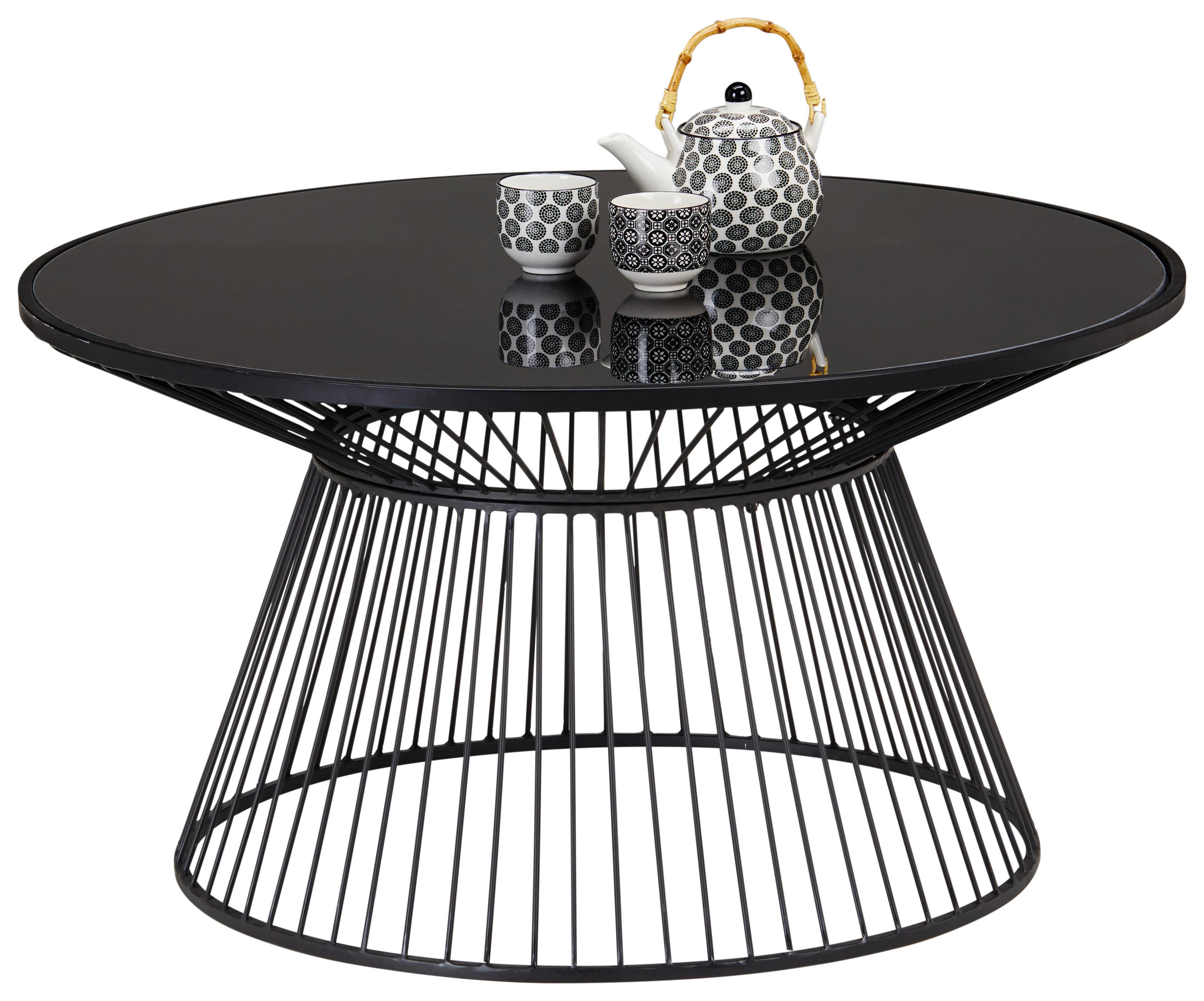 Konferenčný stolík RAVEN - čierna, Modern, kov/sklo (80/80/42cm) - Mömax