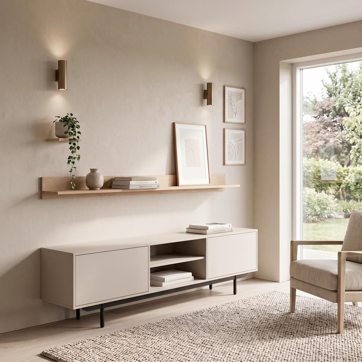 Wandboard Fredericia Eichefarben Kaschmir B: 195 cm - Eichefarben, Design, Holzwerkstoff (195/15/17cm) - MID.YOU