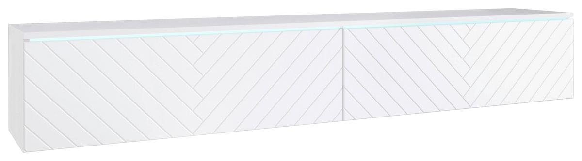 Lowboard mit Fischgräte und Beleuchtung - Weiß/Grau, Basics, Holzwerkstoff (180/30/33cm) - P & B