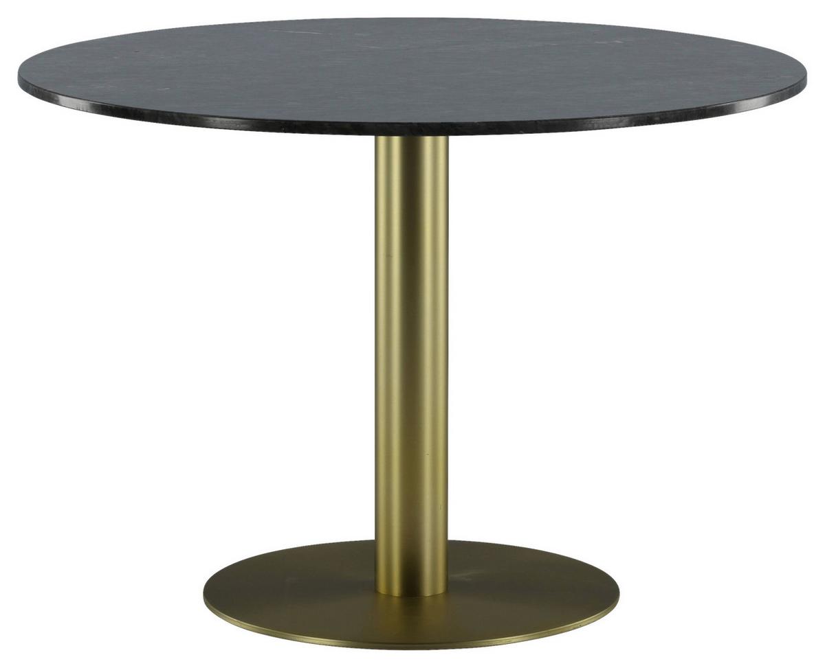 Esstisch Estelle - Dunkelgrau/Goldfarben, Design, Stein/Metall (106/106/75cm) - Livetastic