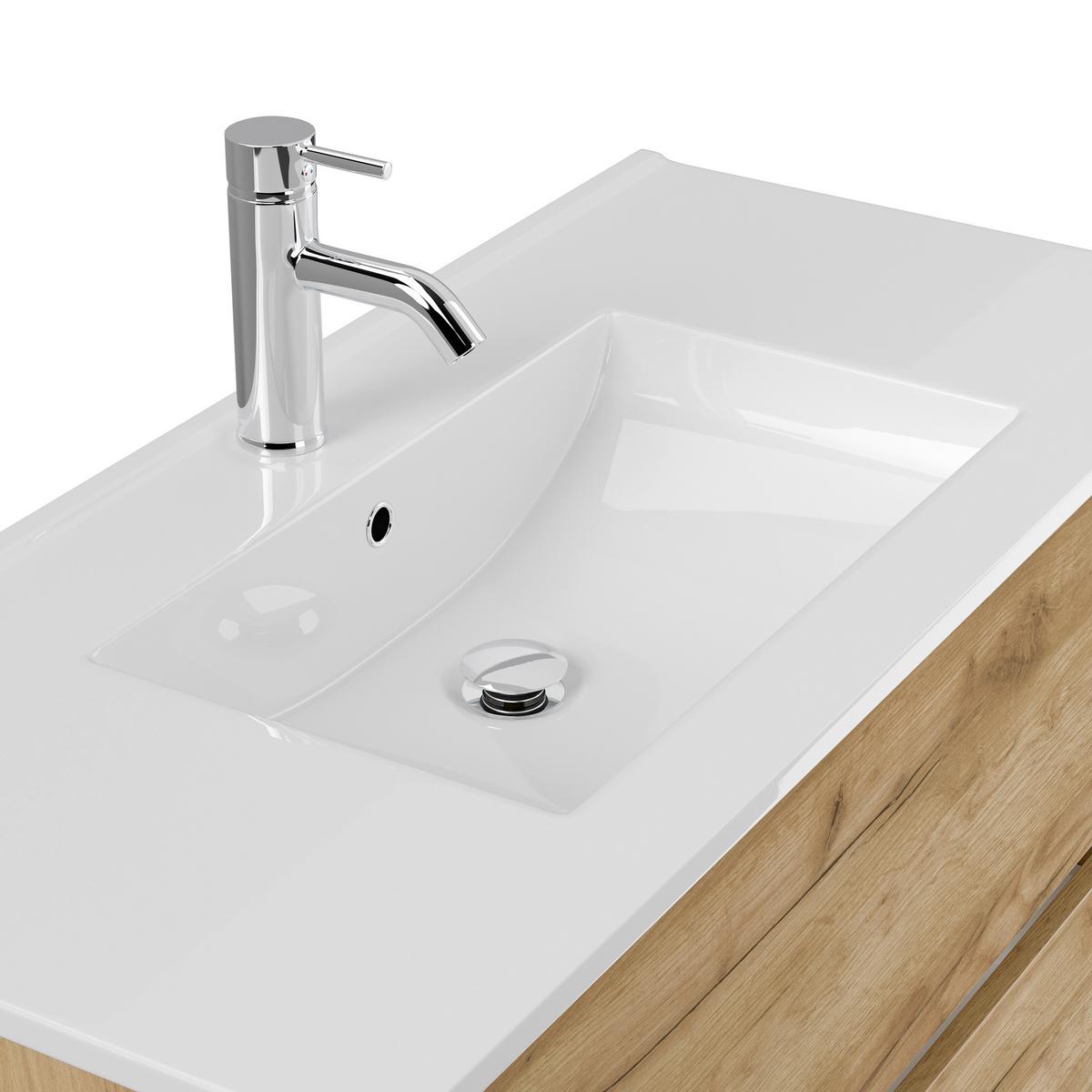 BADEZIMMER Limes, Eichefarben B: 100 cm - Eichefarben/Weiß, Basics, Keramik/Holzwerkstoff (100cm) - MID.YOU