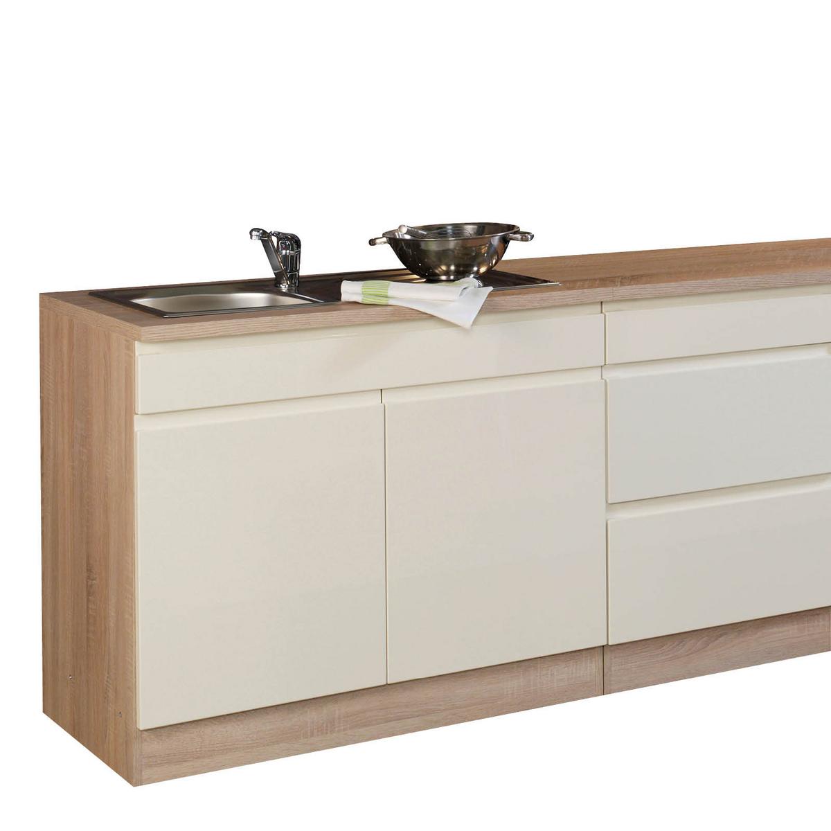 Küchenzeile Cardiff ohne Geräte 270 cm Creme - Creme/Sonoma Eiche, Basics, Holzwerkstoff (270cm) - Held