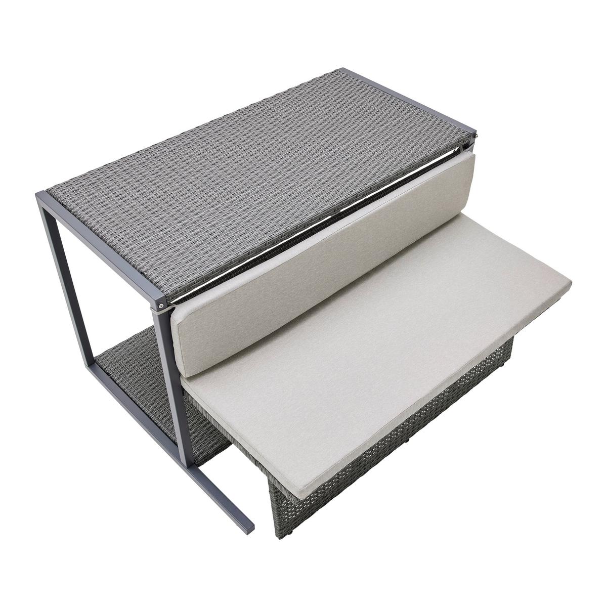 Balkónová zostava MARIO tm.sivá/sv.sivá - sivá/svetlosivá, Modern, kov/textil (120/75/105cm) - Bessagi Garden