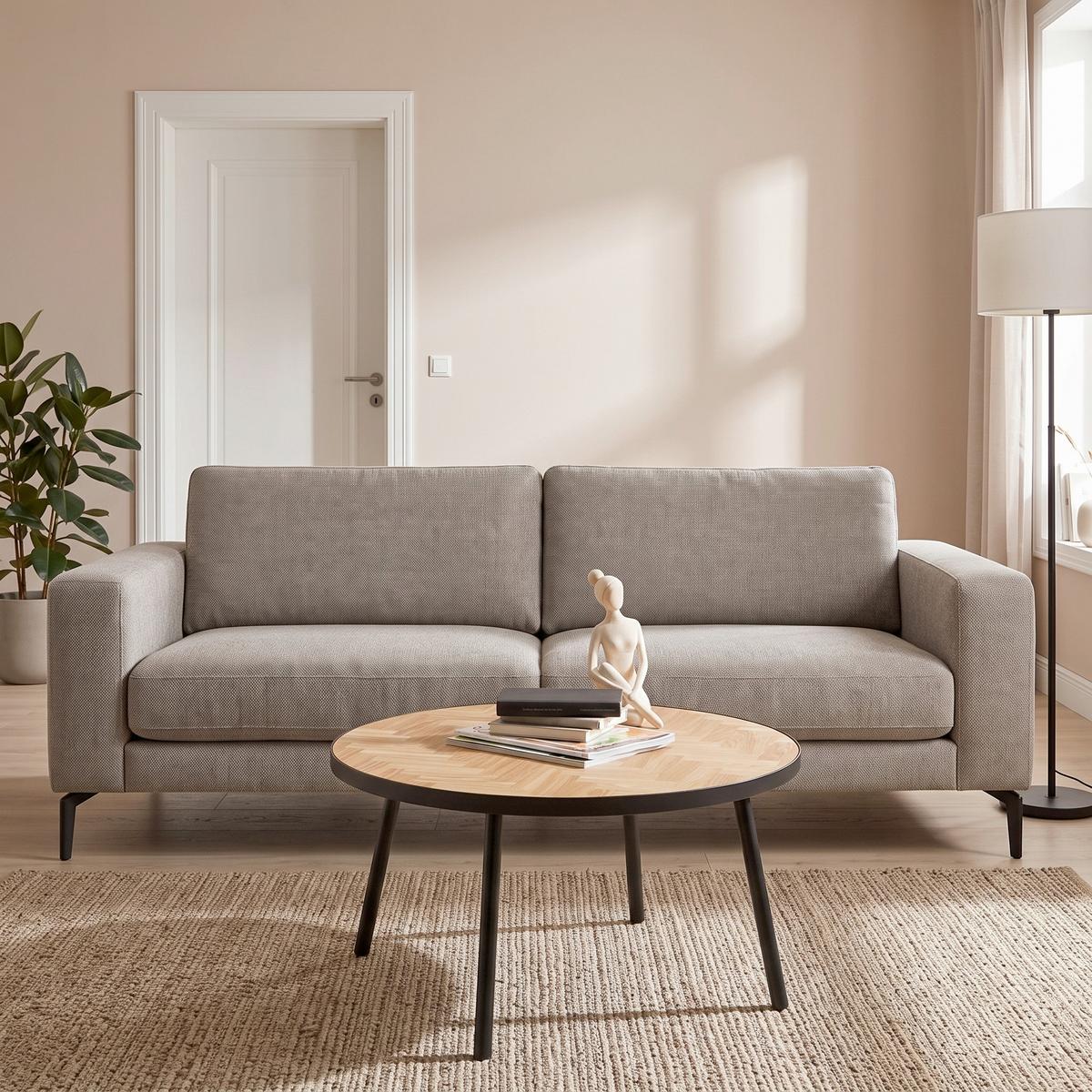 Konferenční stolek P: 80cm - černá/přírodní barvy, Lifestyle, kov/kompozitní dřevo (80/40cm) - Premium Living