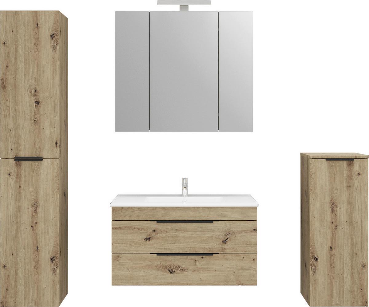 Waschtischkombi Sana Eiche Artisan B: 80 cm - Eiche Artisan/Weiß, MODERN, Keramik/Holzwerkstoff (80cm) - Stylife