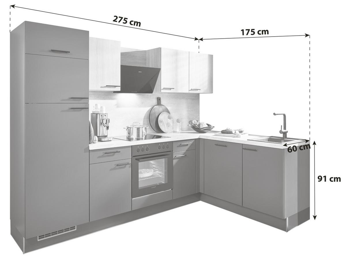 Eckküche Pn80/100 - Eichefarben/Beige, Trend, Holzwerkstoff (275/175cm) - Pino
