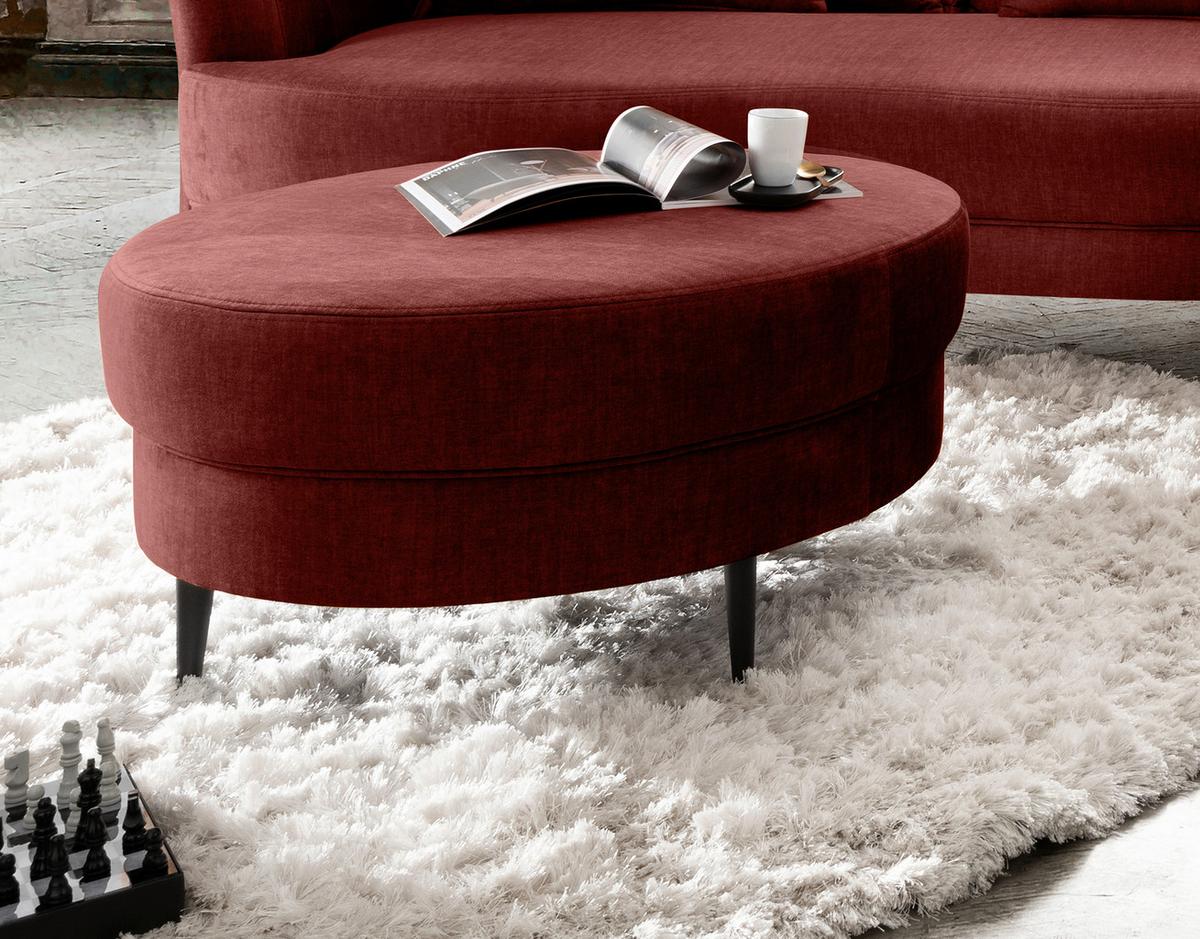 Hocker Pistaccio Koralle Velours, D: 80 Cm - Koralle/Schwarz, MODERN, Textil (80/43cm) - Livetastic