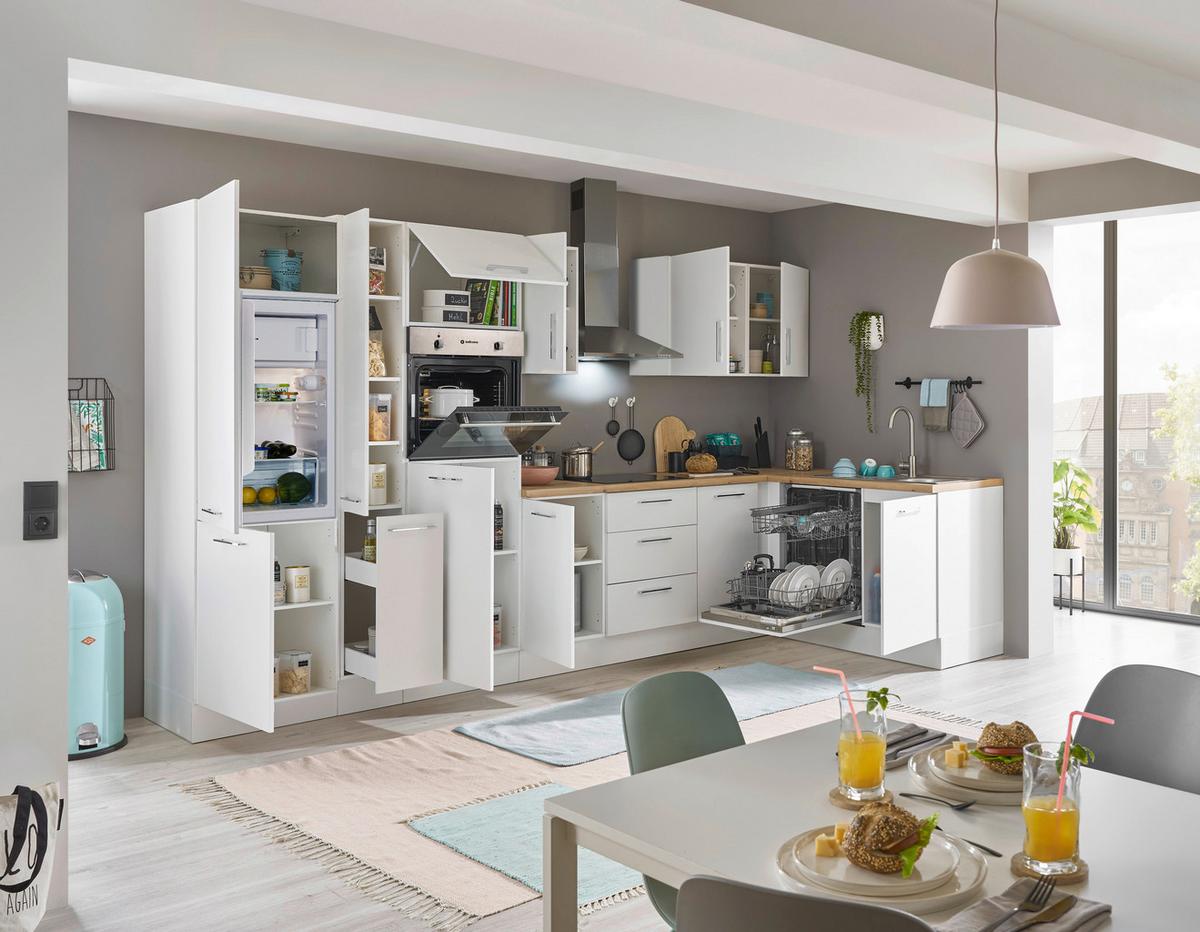 Eckküche Turin Weiß/Eiche Dekor 370x175 cm - Weiß/Eiche Artisan, Basics, Holzwerkstoff (370/175cm) - MID.YOU