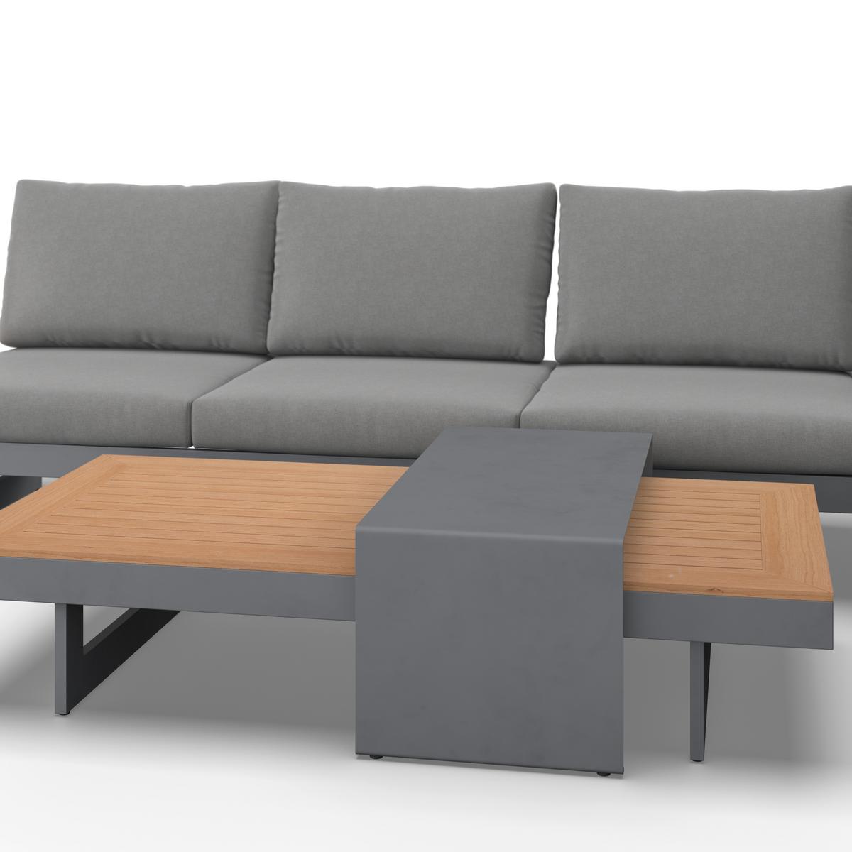TERASOVÁ SEDACÍ SOUPRAVA SABRINA - šedá/tmavě šedá, Moderní, kov/textil (323/79/253cm) - Bessagi Garden