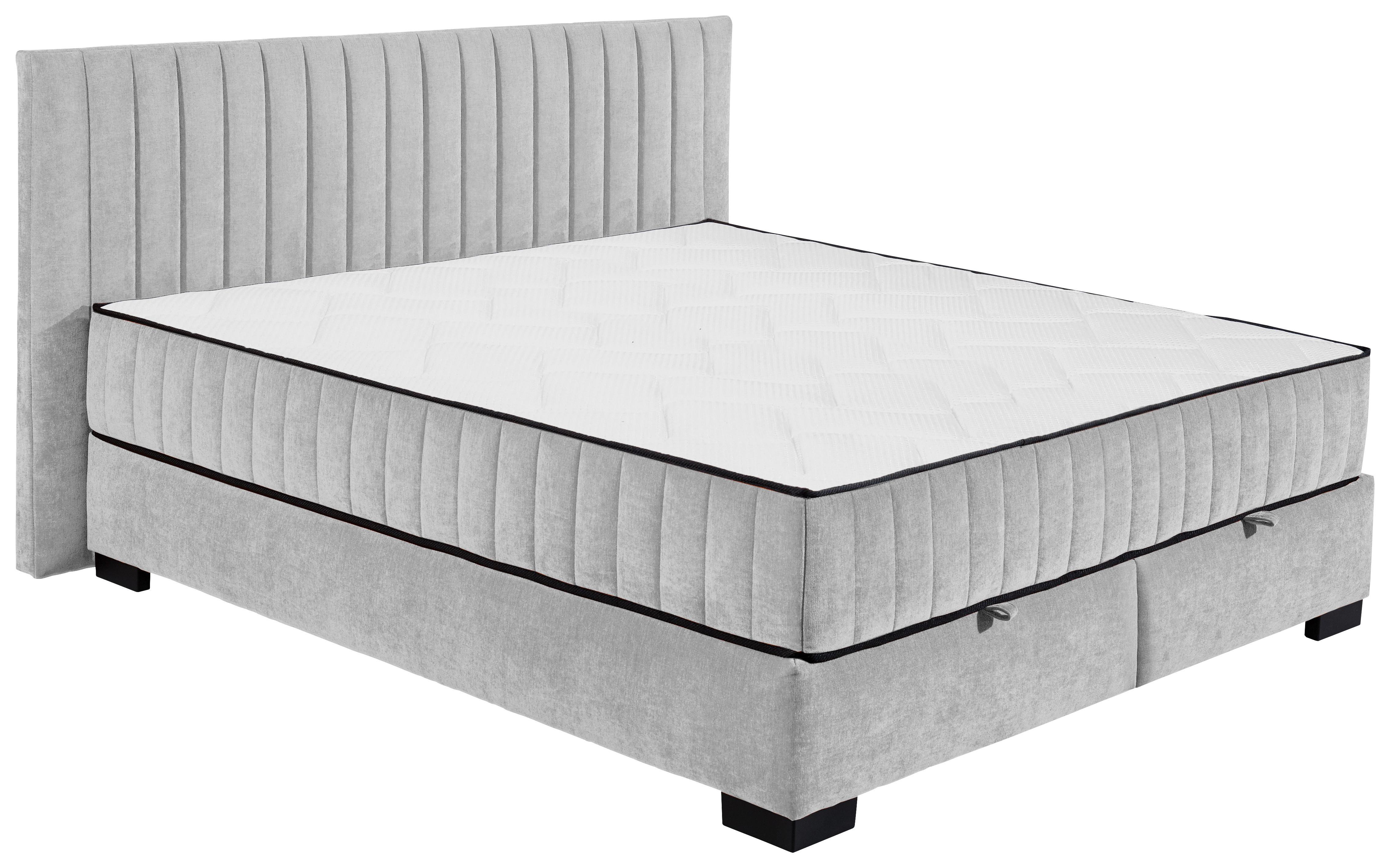 Boxbett Nagol C - Hellgrau/Schwarz, MODERN, Holzwerkstoff/Textil (180/200cm) - MID.YOU