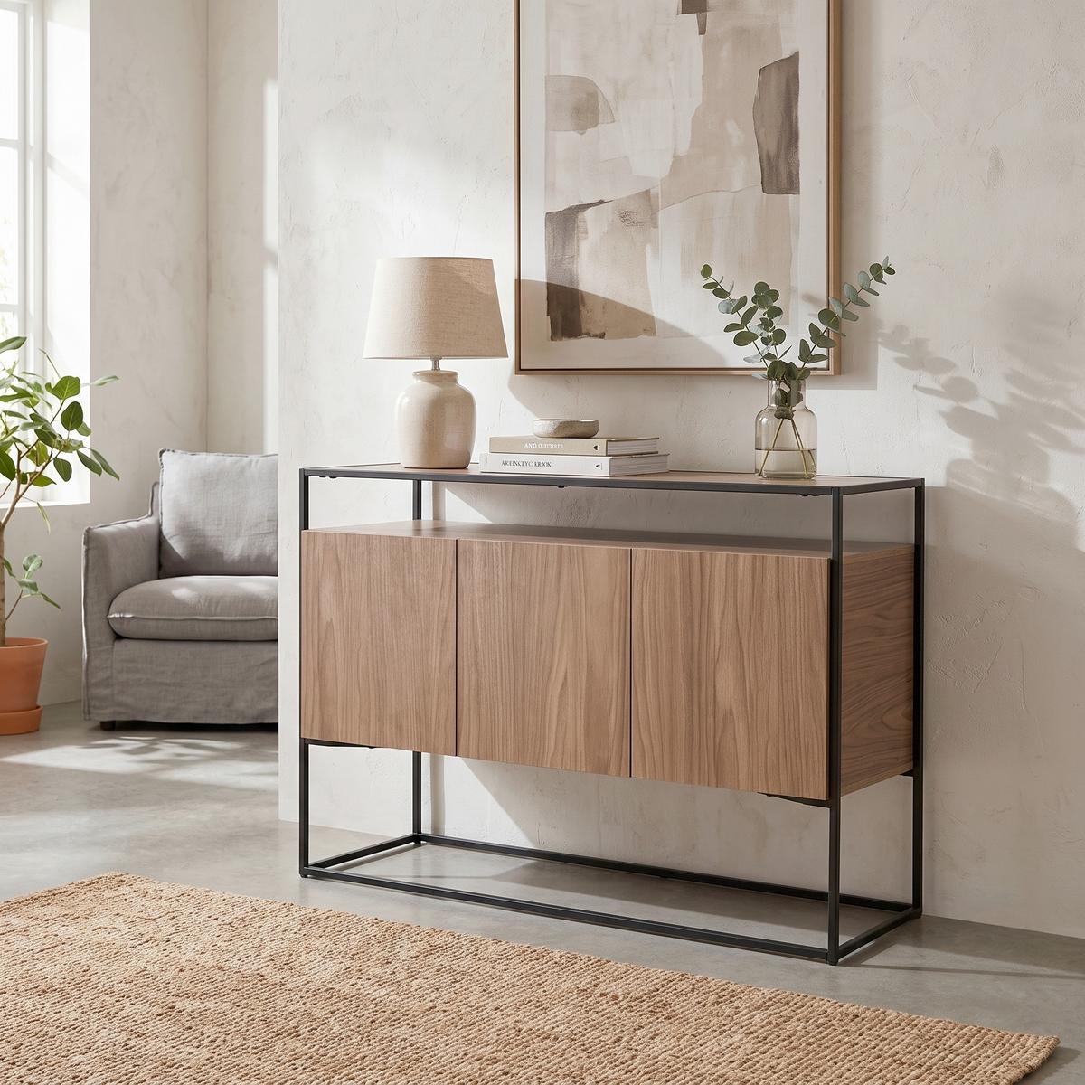 SIDEBOARD KINGSPORT - Walnussfarben/Schwarz, Design, Holz/Metall (120/80/45cm) - Livetastic