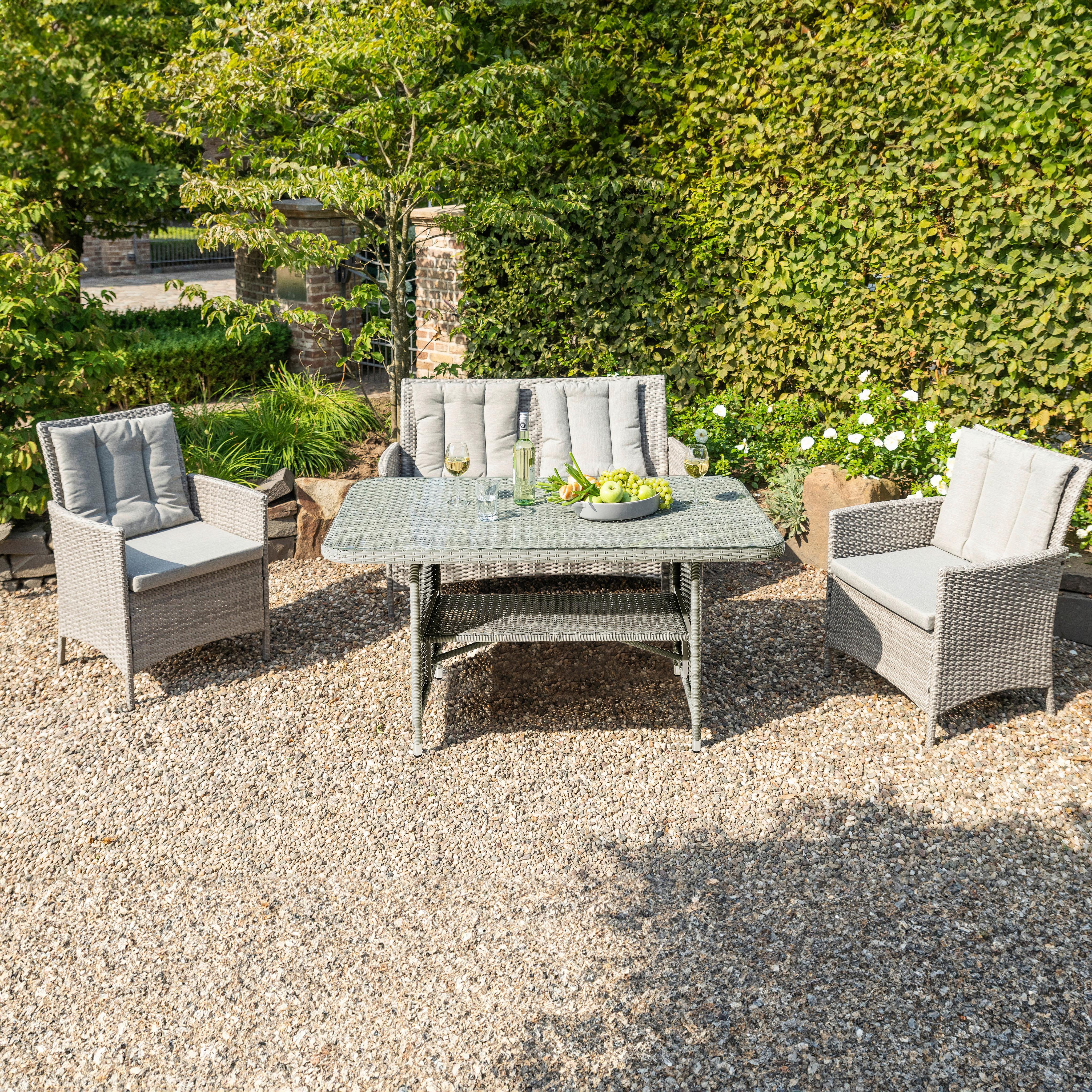 Loungegarnitur 4-Tlg. Wien Kunststoffgeflecht mit Kissen - Beige/Grau, MODERN, Kunststoff/Textil (140/68/80cm) - Gardenson