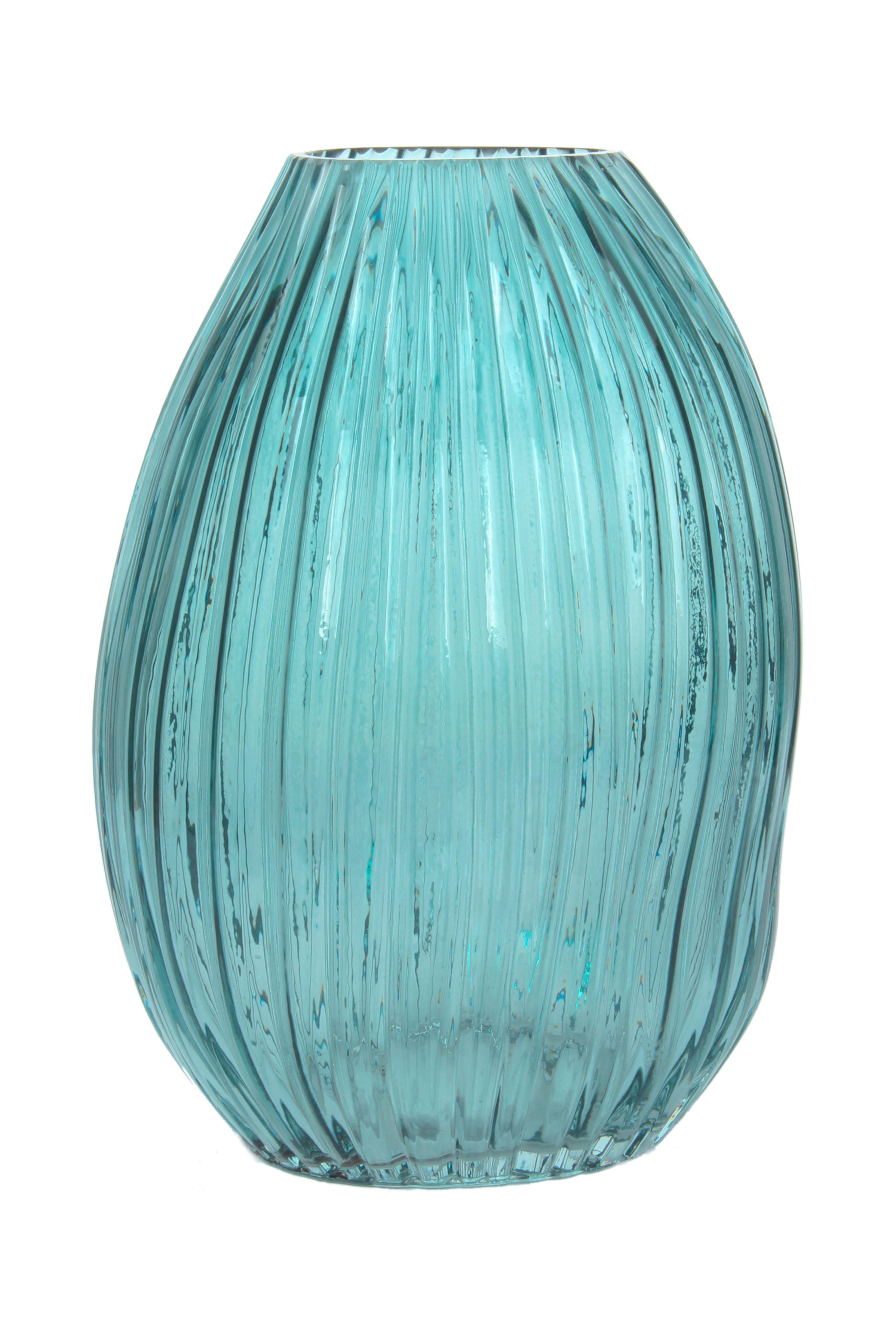 Vase Sidney Bauchig Glas Blau H: 25 cm - Blau, MODERN, Glas (16/25/18cm)