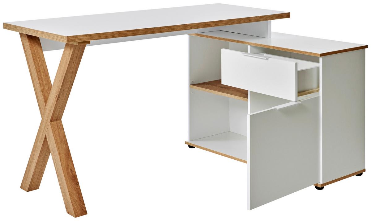 Eckschreibtisch X-Club C 40 E - Eichefarben/Weiß, MODERN, Holzwerkstoff (140/95/76cm) - Livetastic
