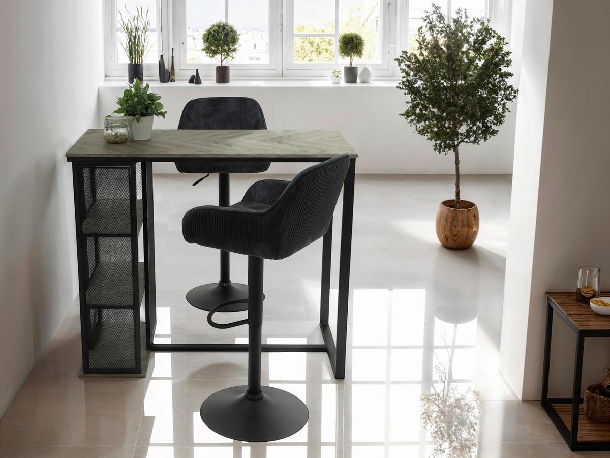 BARTISCH KLARA BT - Schwarz/Grau, MODERN, Holzwerkstoff/Metall (120/102,5/60cm) - P & B