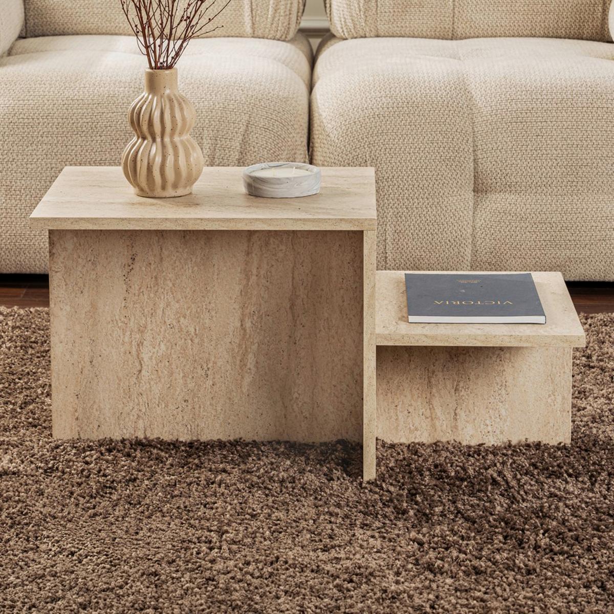 COUCHTISCH Harmony Creme L: 80cm - Creme, Design, Holzwerkstoff (80/40/40-23cm) - MID.YOU