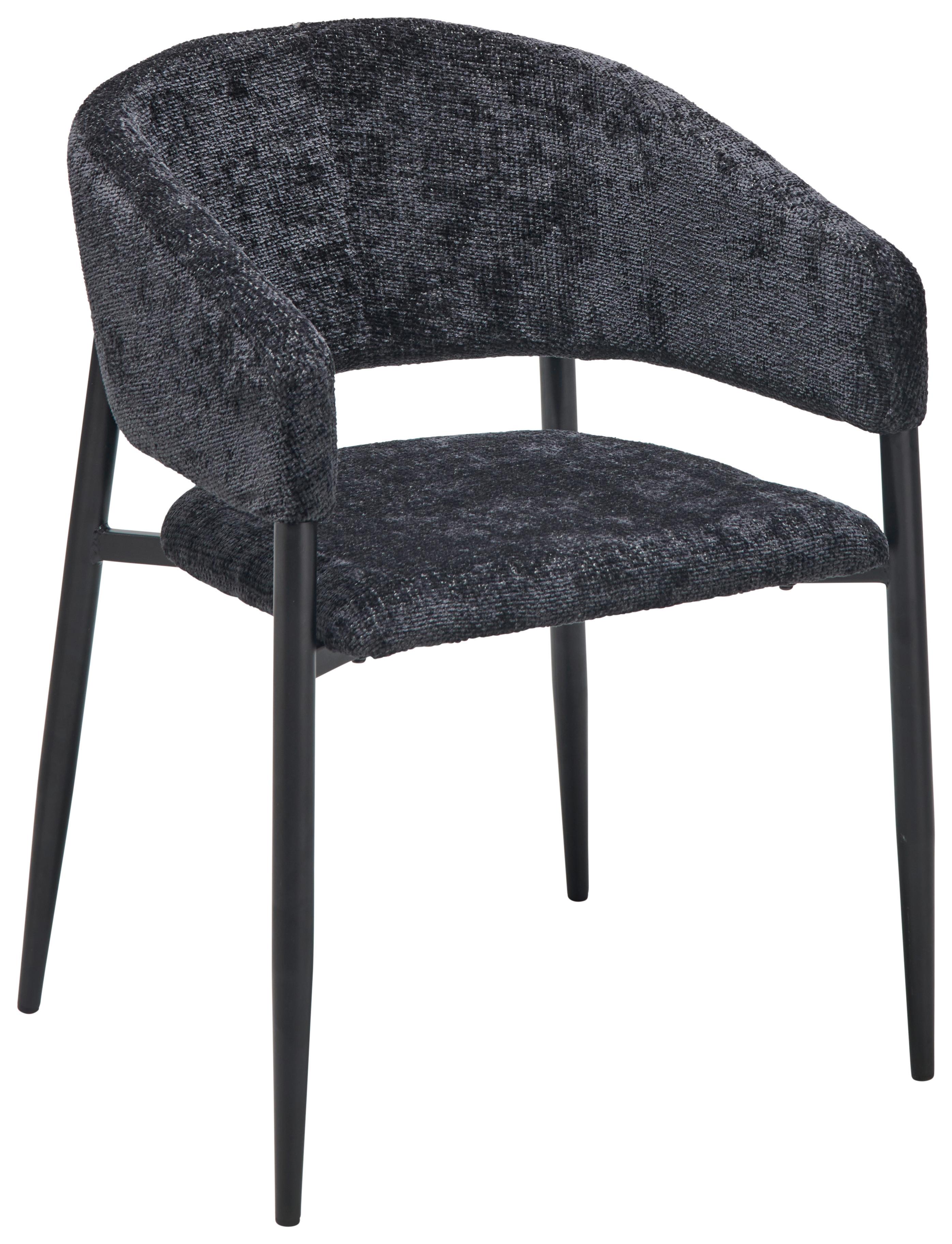 Armlehnstuhl Juliana Anthrazit Echtholz-Beine - Anthrazit/Schwarz, LIFESTYLE, Holz/Textil (50/82/59cm) - MID.YOU