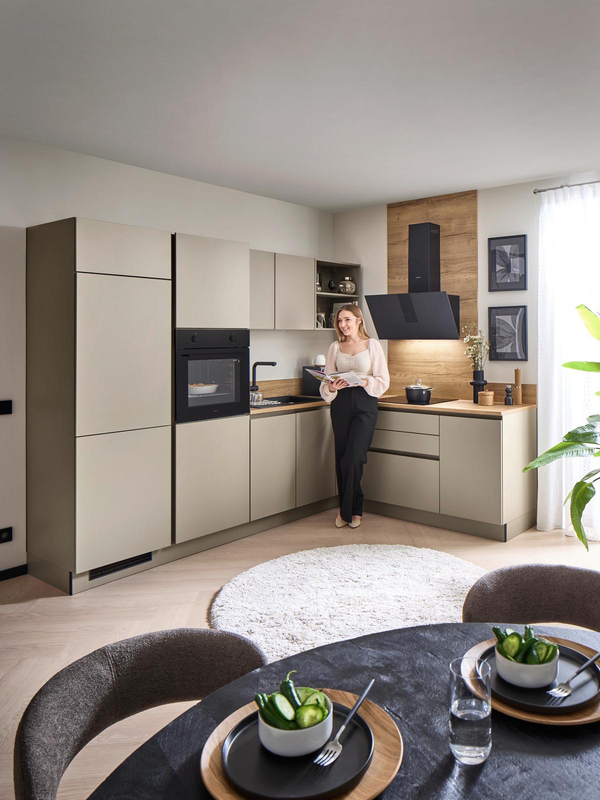 Eckküche Win - Eichefarben/Creme, MODERN, Holzwerkstoff (278,2/205,2cm) - Express-Kuechen