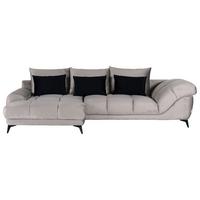 Sedacia súprava YANIS, ľavá, svetlosivá, s 3 vankúšmi - čierna/sivá, Modern, kov/drevo (183/312cm) - Mömax