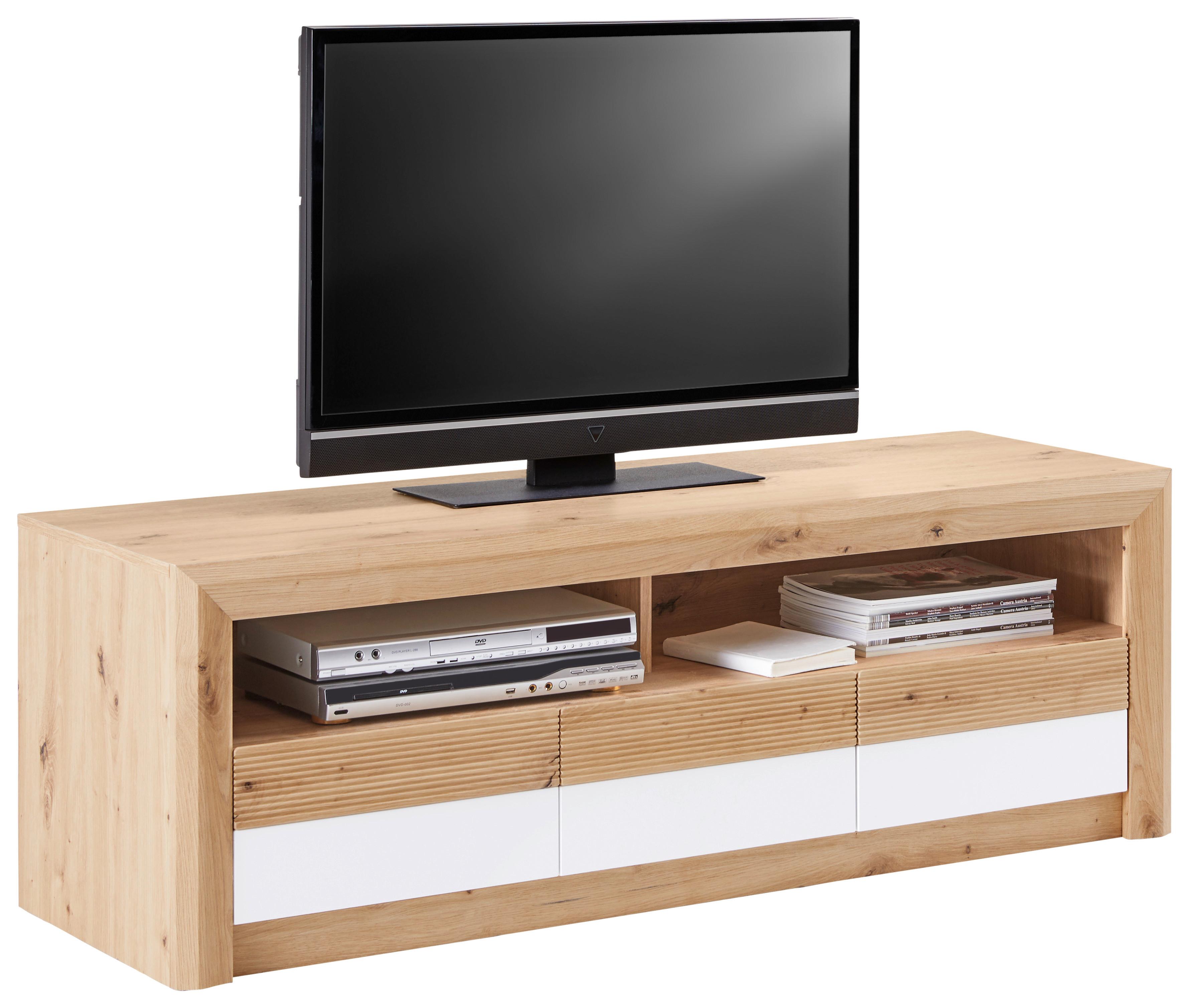 TV-Element Kashmir New B: 142 cm Eiche Dekor/Weiß - Eichefarben/Schwarz, MODERN, Holzwerkstoff (142/50/49cm) - James Wood