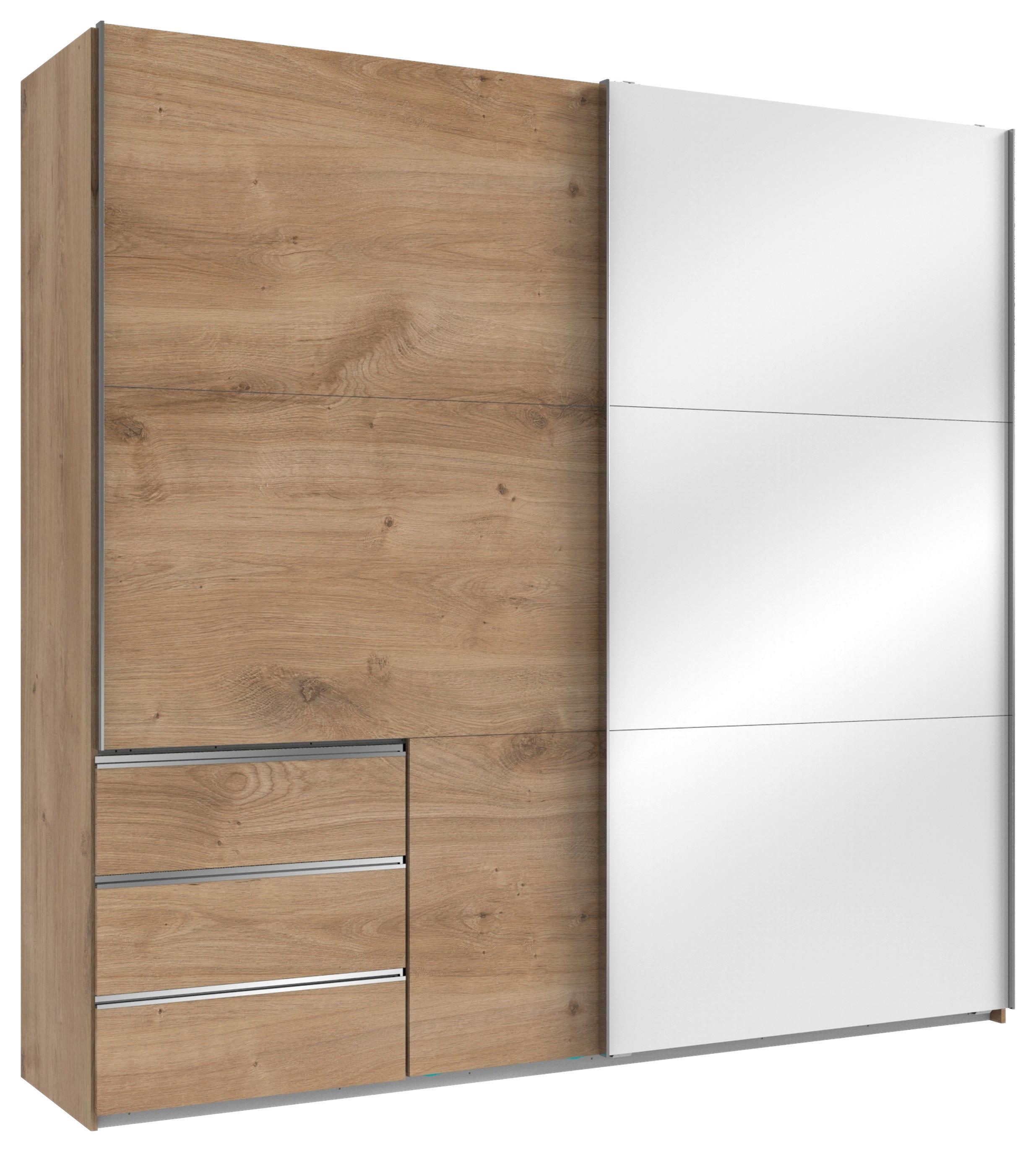 Schwebetürenschrank B: 250 Cm Level 36c Weiß/eiche Dekor - Eichefarben/Weiß, MODERN, Holzwerkstoff (250/236/65cm) - MID.YOU