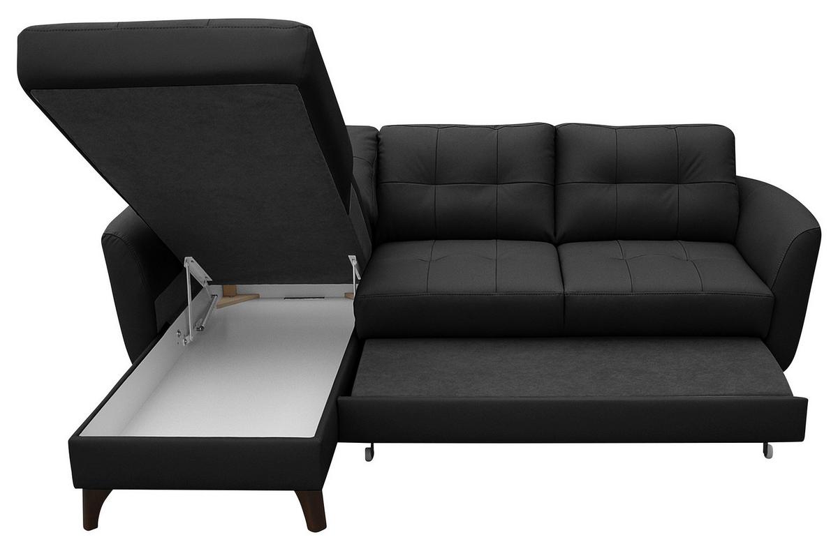 Ecksofa Nordic Schwarz S: 238x168 cm - Buchefarben/Schwarz, Design, Leder/Textil (238/168cm) - Livetastic