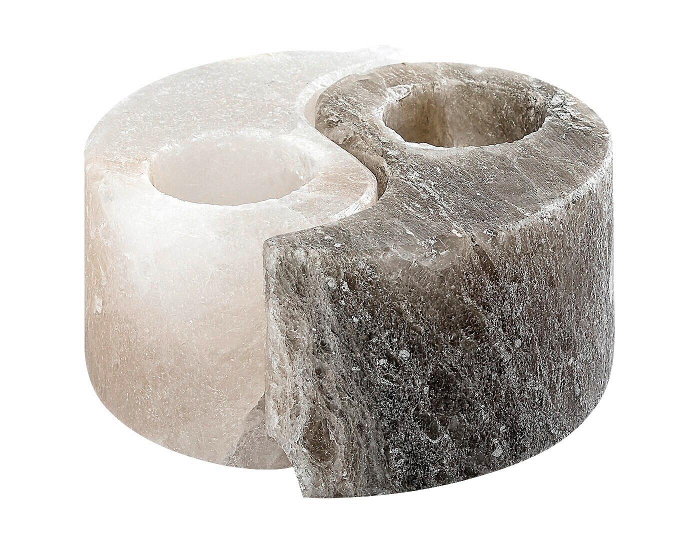 Stojan na sviečku SOLUNA - biela/tmavosivá, Modern, kameň (12cm)