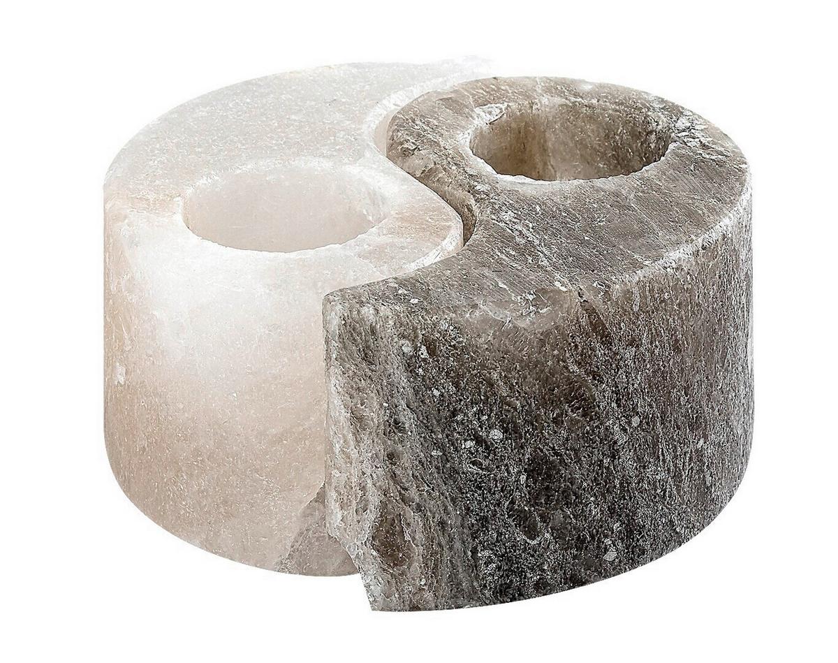 Stojan na sviečku SOLUNA - biela/tmavosivá, Modern, kameň (12cm)