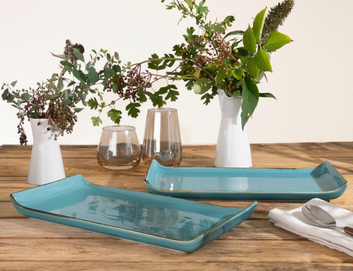 SERVIERPLATTEN-SET 33013 NATURE COLLECTION - Türkis, Trend, Keramik (16,5/33cm) - Creatable