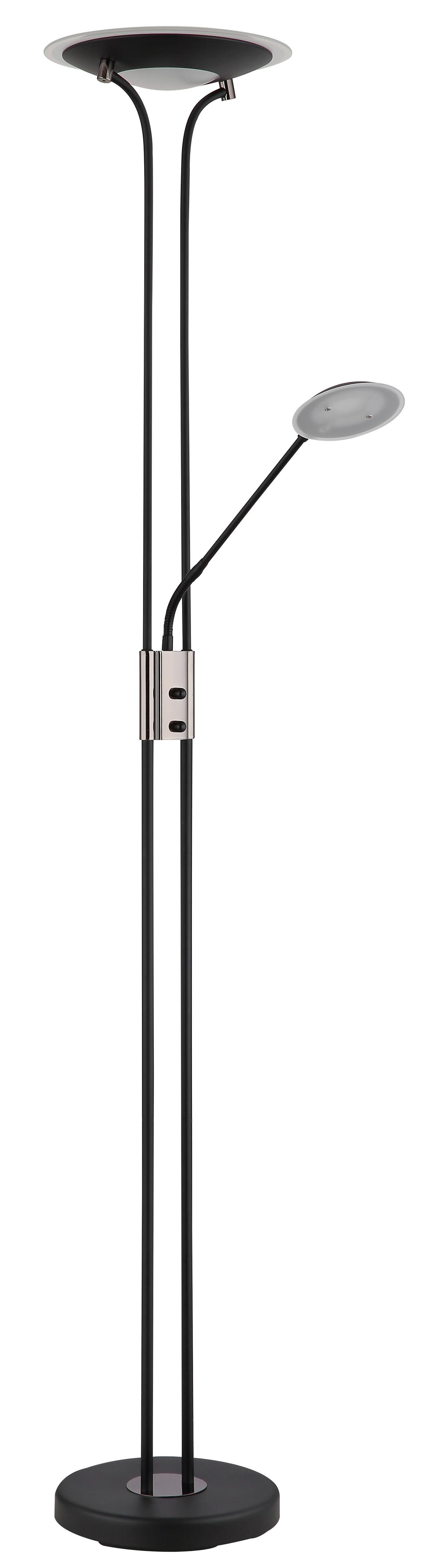 Led-stehleuchte Tamika Schwarz Chromfarben D: 30 Cm - Klar/Chromfarben, KONVENTIONELL, Glas/Kunststoff (30/180cm) - Globo