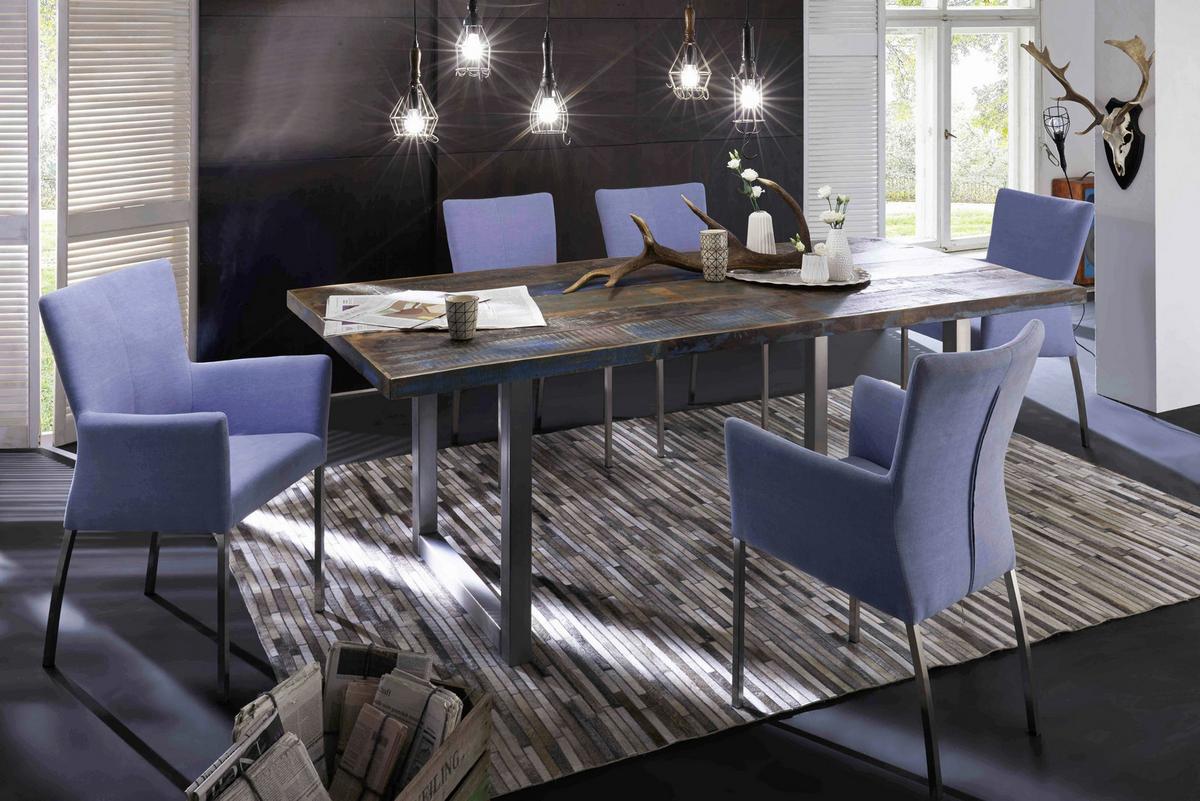 Esstisch Multicolor /Silberfarben L: 160cm - Silberfarben/Multicolor, MODERN, Holz/Metall (160/85/76,5cm) - MID.YOU