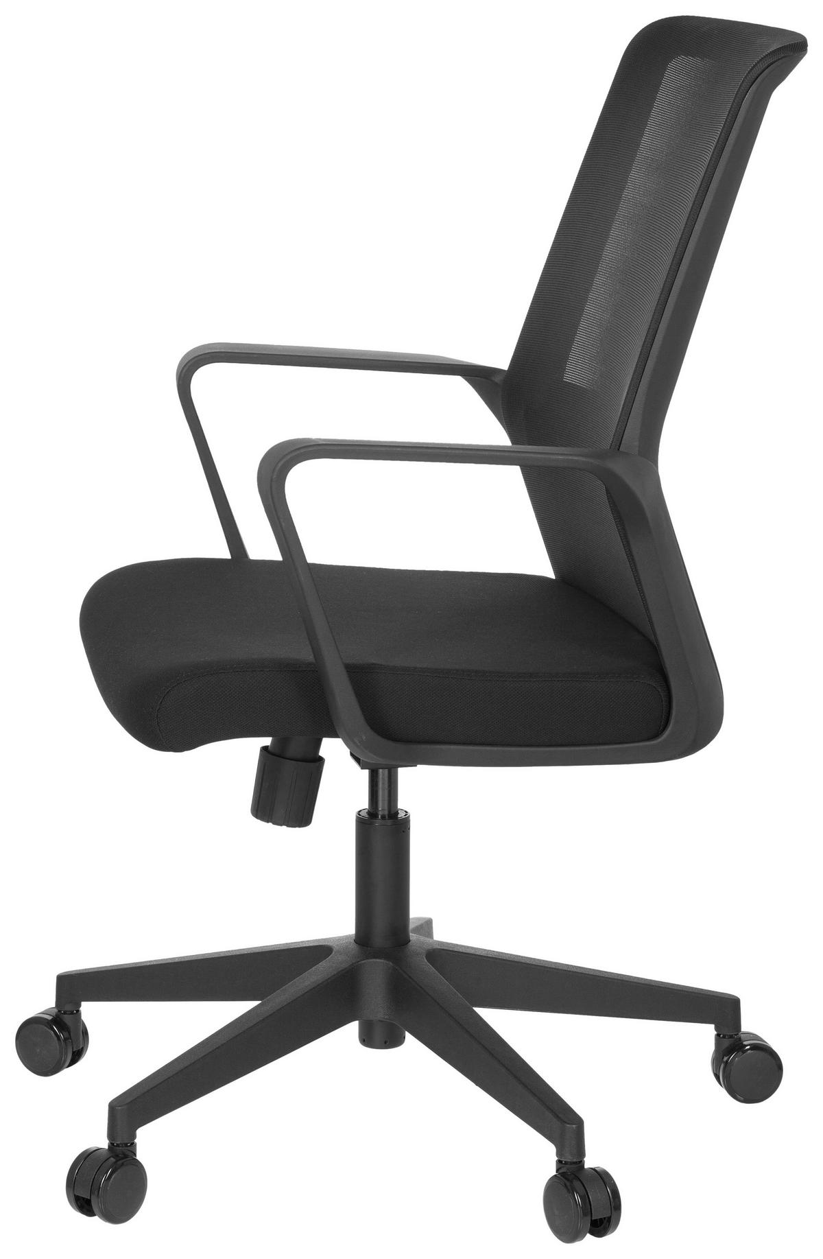 Bürostuhl Preston Schwarz - Schwarz, Basics, Kunststoff/Textil (58/110/52cm) - MID.YOU