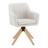 Zamatová stolička Lucita otočná, nohy drevo - prírodná farba/béžová, Modern, kov/drevo (58/87/60cm) - Bessagi Home