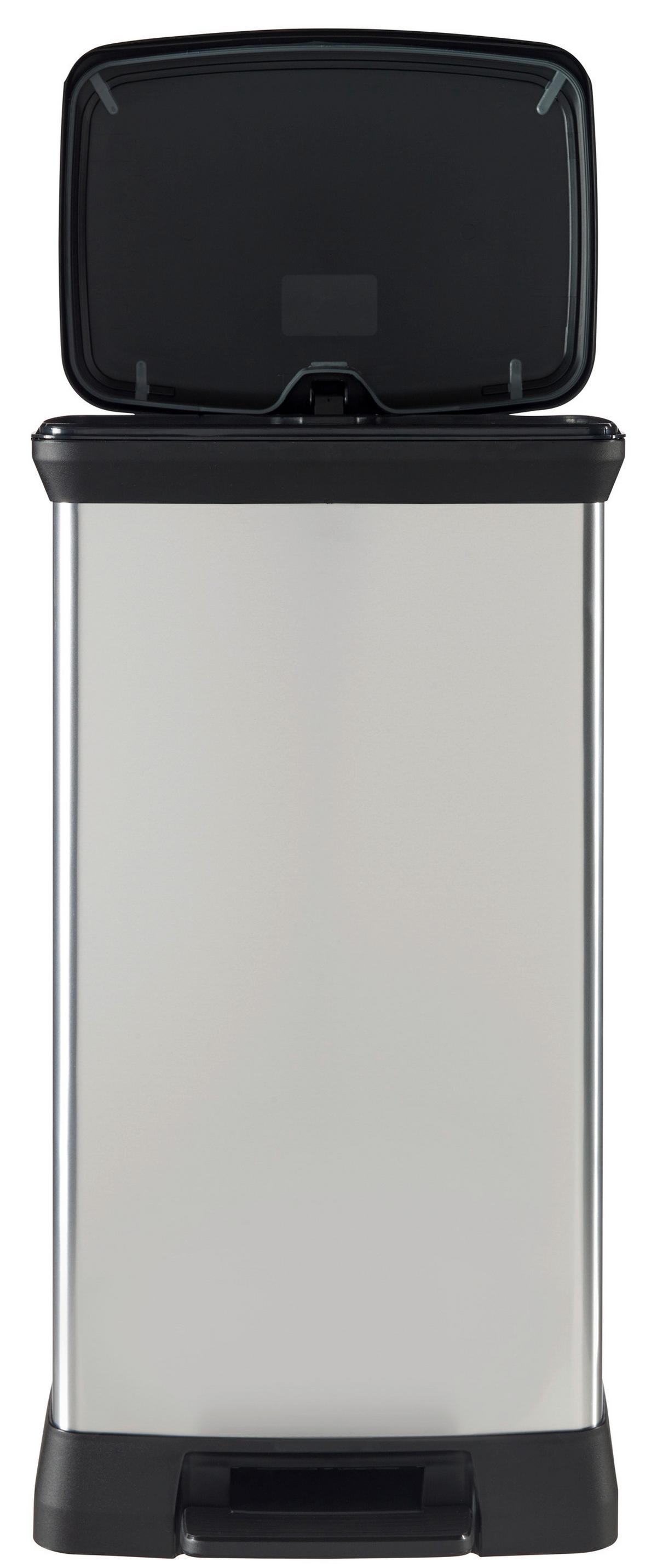 Mülleimer Deco Mit Deckel 50 L Kunststoff Schwarz/silber - Silberfarben/Schwarz, Basics, Kunststoff (36,0/81,1/44,0cm) - Keter