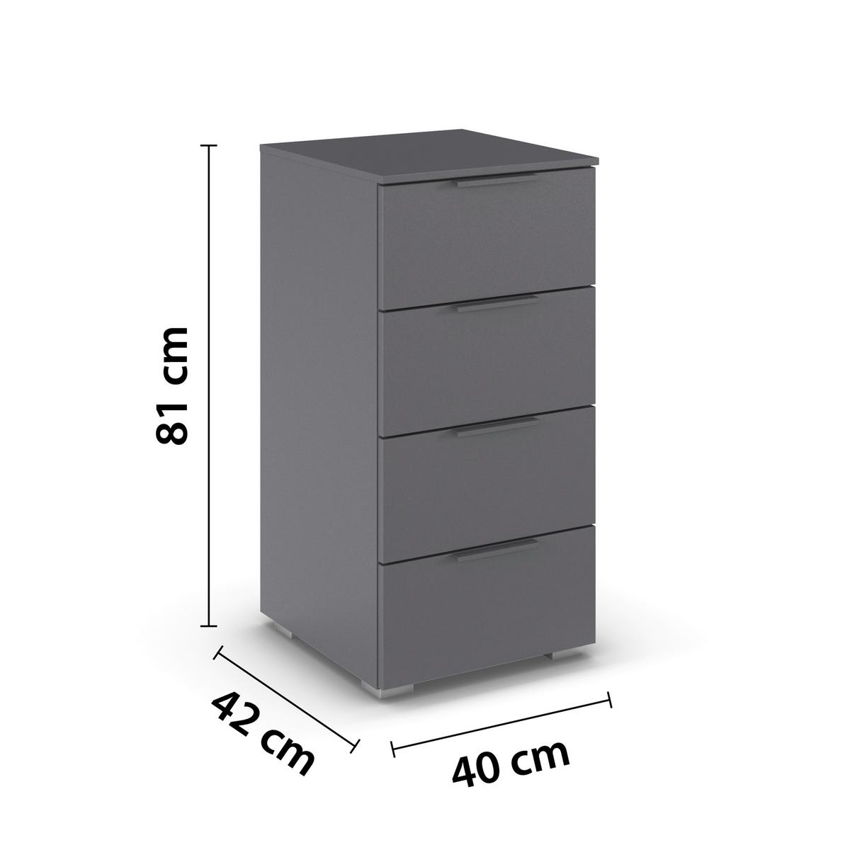 Nachtkästchen Alabama, Grau B: 40 Cm - Alufarben/Grau, MODERN, Holzwerkstoff (40/81/42cm) - Rauch Möbel
