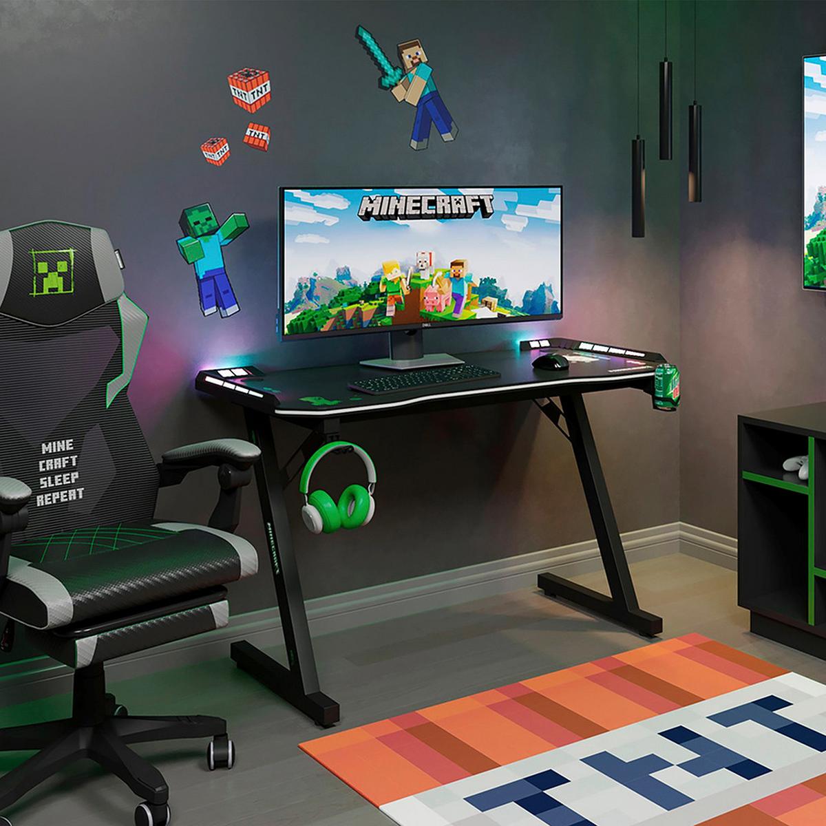 Gamingtisch Minecraft - Schwarz, MODERN, Holzwerkstoff/Metall (120/60/74cm) - Minecraft