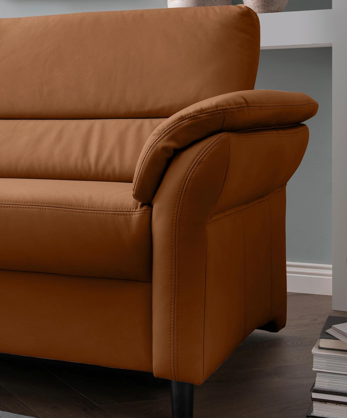 3-Sitzer-Sofa Cavoli, Cognac B: 192 cm - Cognac/Schwarz, MODERN, Textil (192/90/89cm) - Livetastic