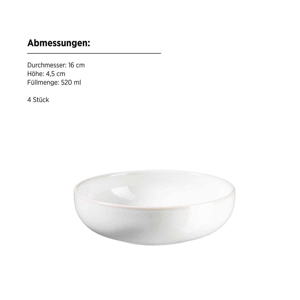 Schüsselset Unico Weiß 4-Teilig - Weiß, Basics, Keramik - Mäser